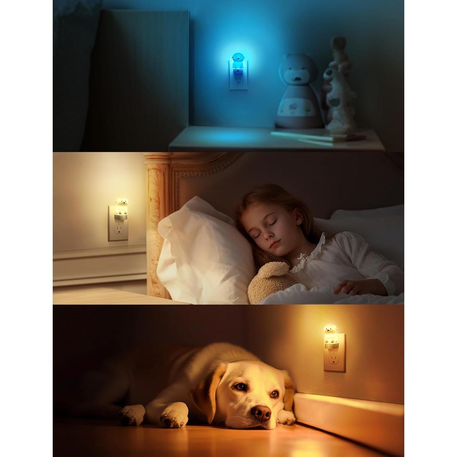 Luz Nocturna LED 3D Perrito LOHAS con Sensor Crepúsculo 3000K
