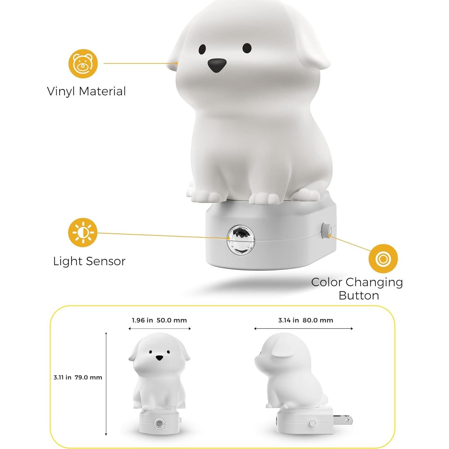 Luz Nocturna LED 3D Perrito LOHAS con Sensor Crepúsculo 3000K