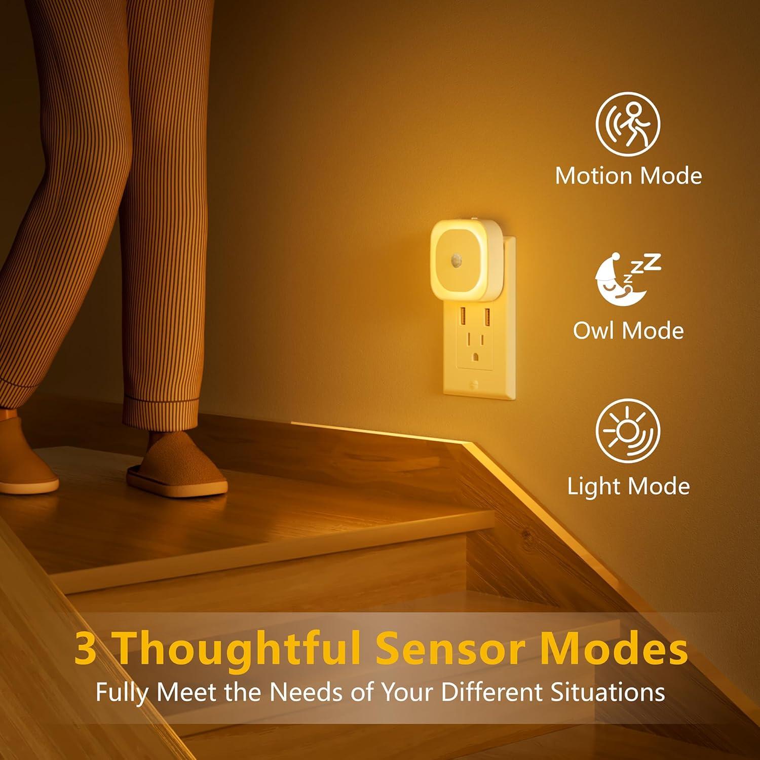 Paquete 2 luces nocturnas YUNLEX ámbar con sensor movimiento