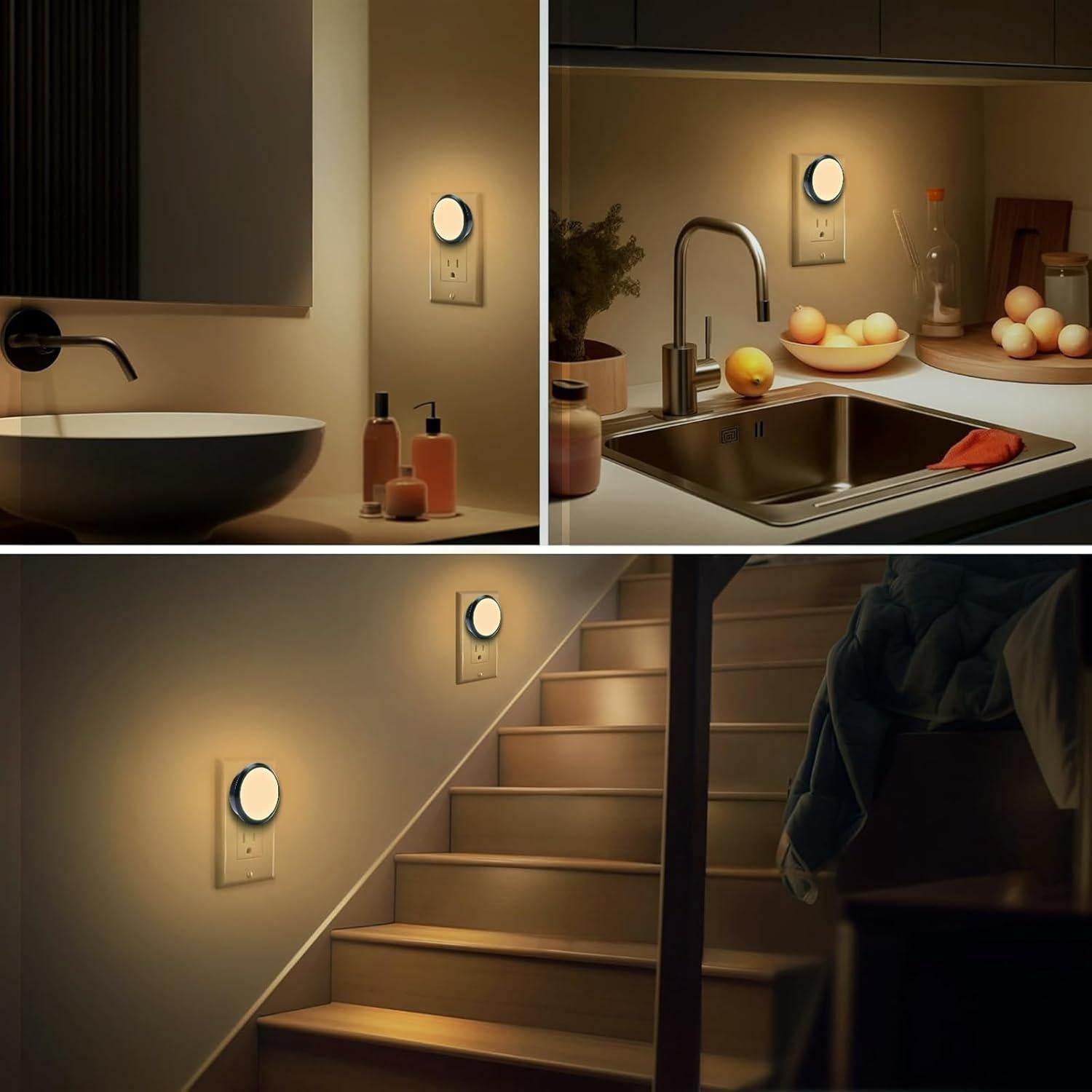 Luz Nocturna Enchufada HaloNite con Sensor 3000K - Paquete de 2