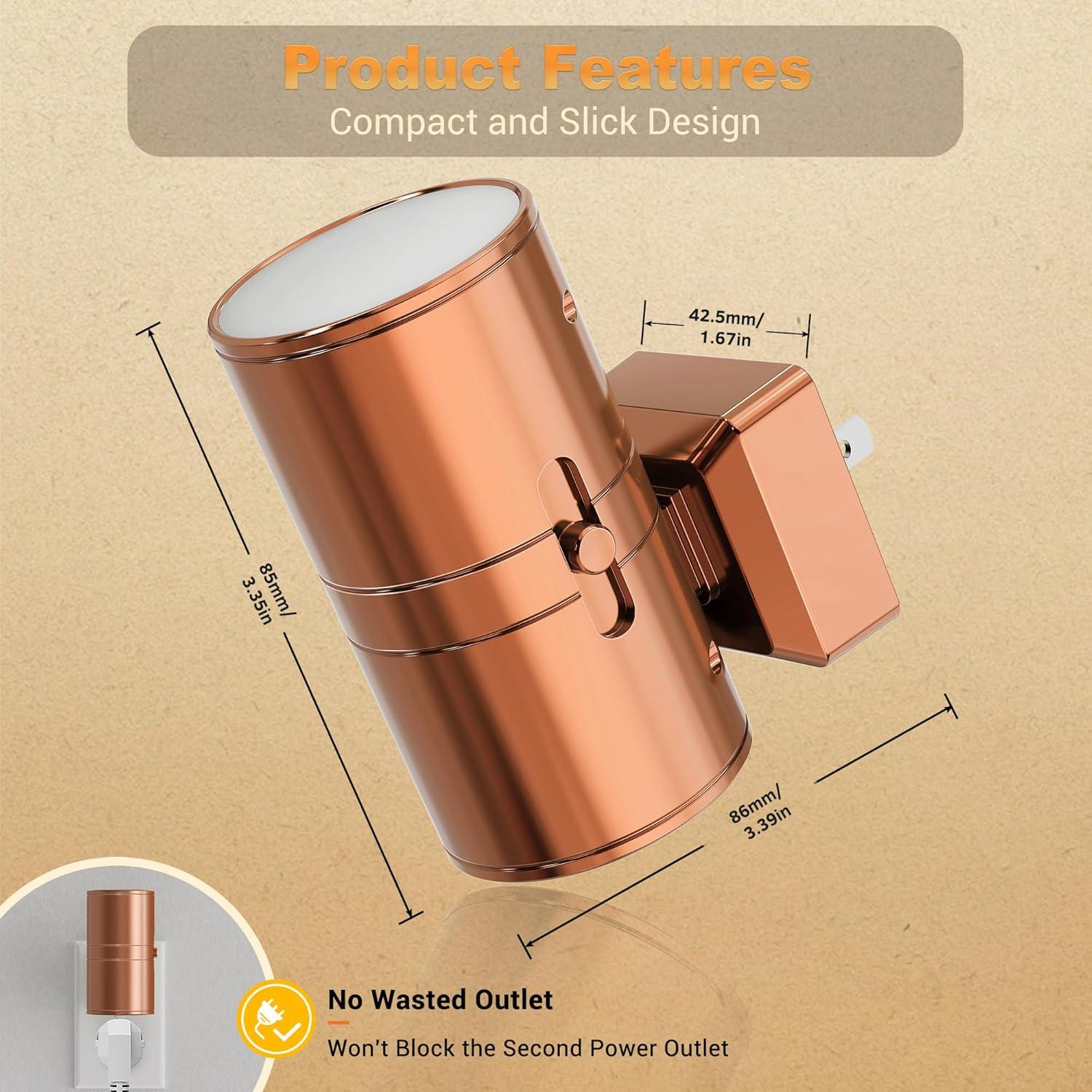 Luz Nocturna LED JandCase Oro Rosa 3000K Regulable 0-100LM