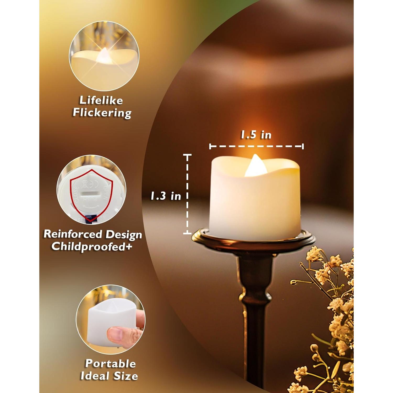 Homemory 24 Velas LED Sin Llama Brillo Cálido 3,81cm