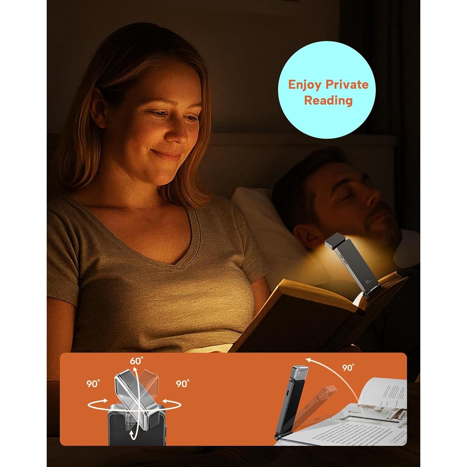 Luz de Lectura Recargable 86lux LED Clip-on Ceniza