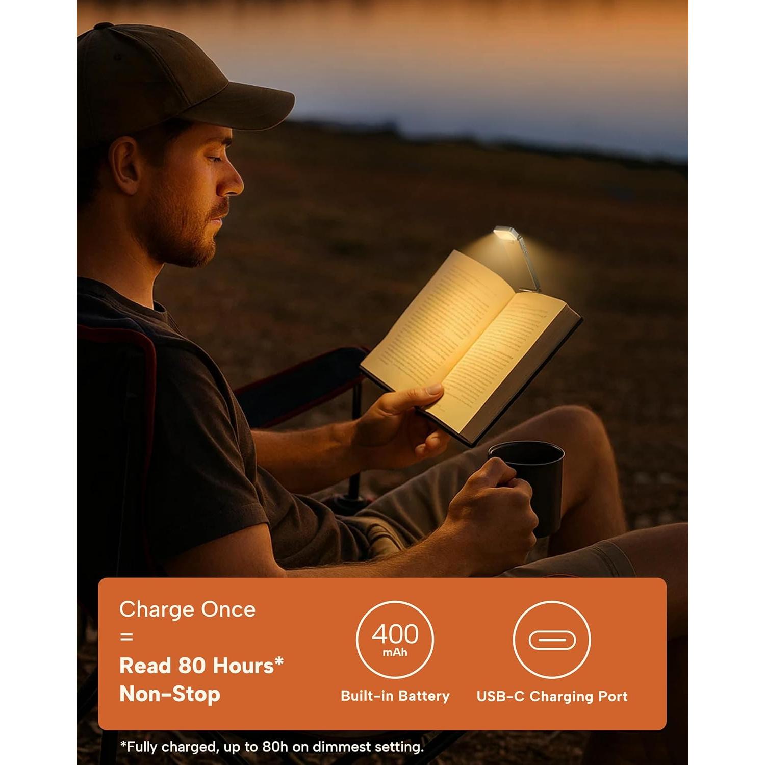 Luz de Lectura Recargable 86lux LED Clip-on Ceniza