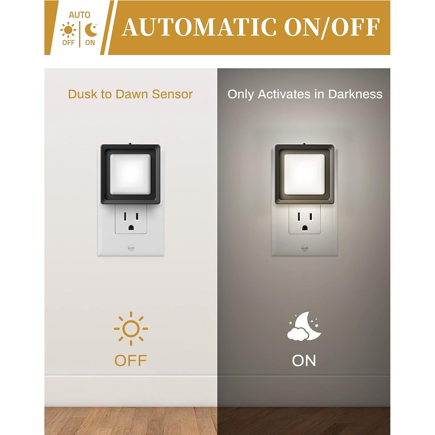 Luz Nocturna Enchufable DORESshop 4 Piezas 5000K