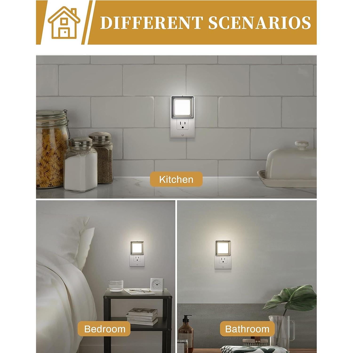 Luz Nocturna Enchufable DORESshop 4 Piezas 5000K