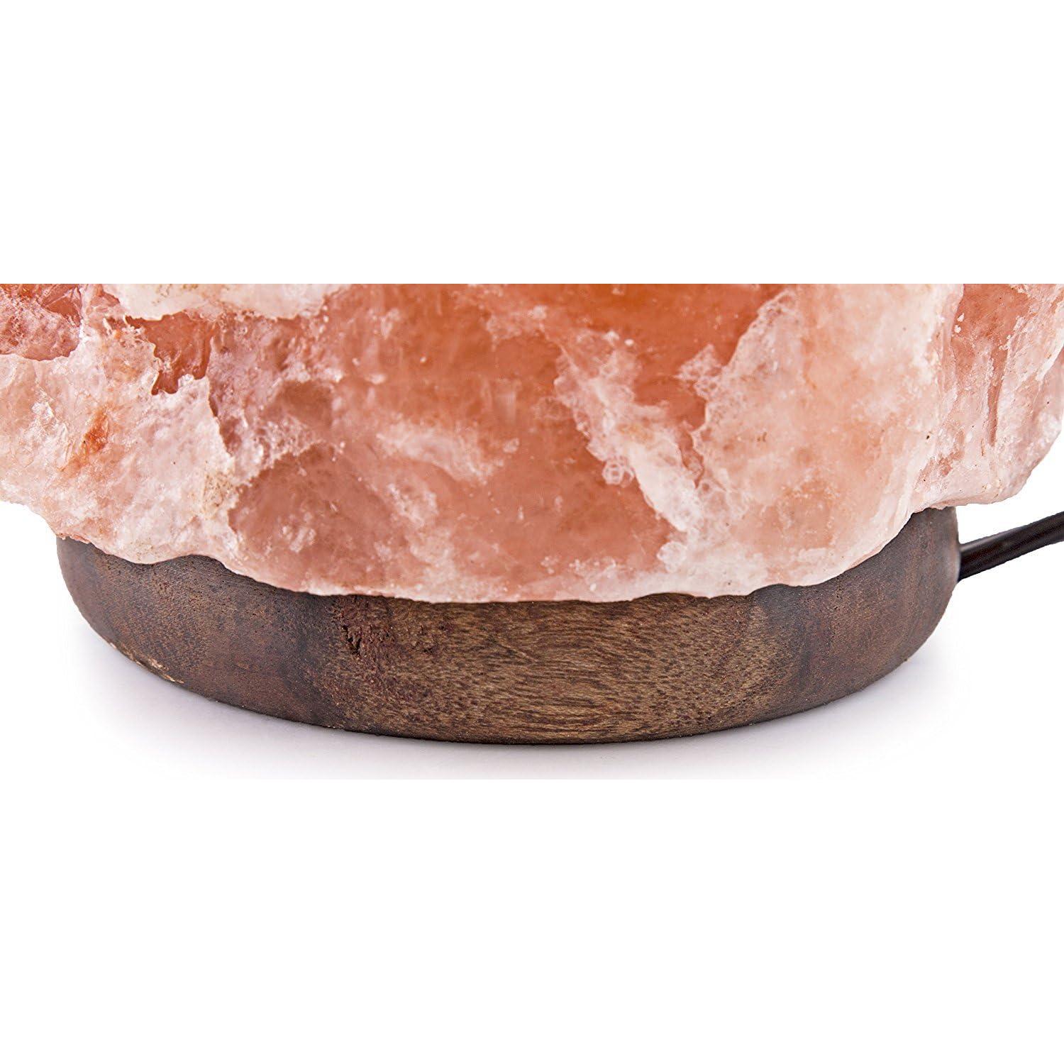 Needs&Gifts Himalayan Salt Lamp, Natural Crystal Rock Lamp Pink Light, Hand Crafted Wooden Base Direct from Foothills of The Himalayas Home Decor, Dimmable lamp Pinkish-orange 4-7LB (N23)