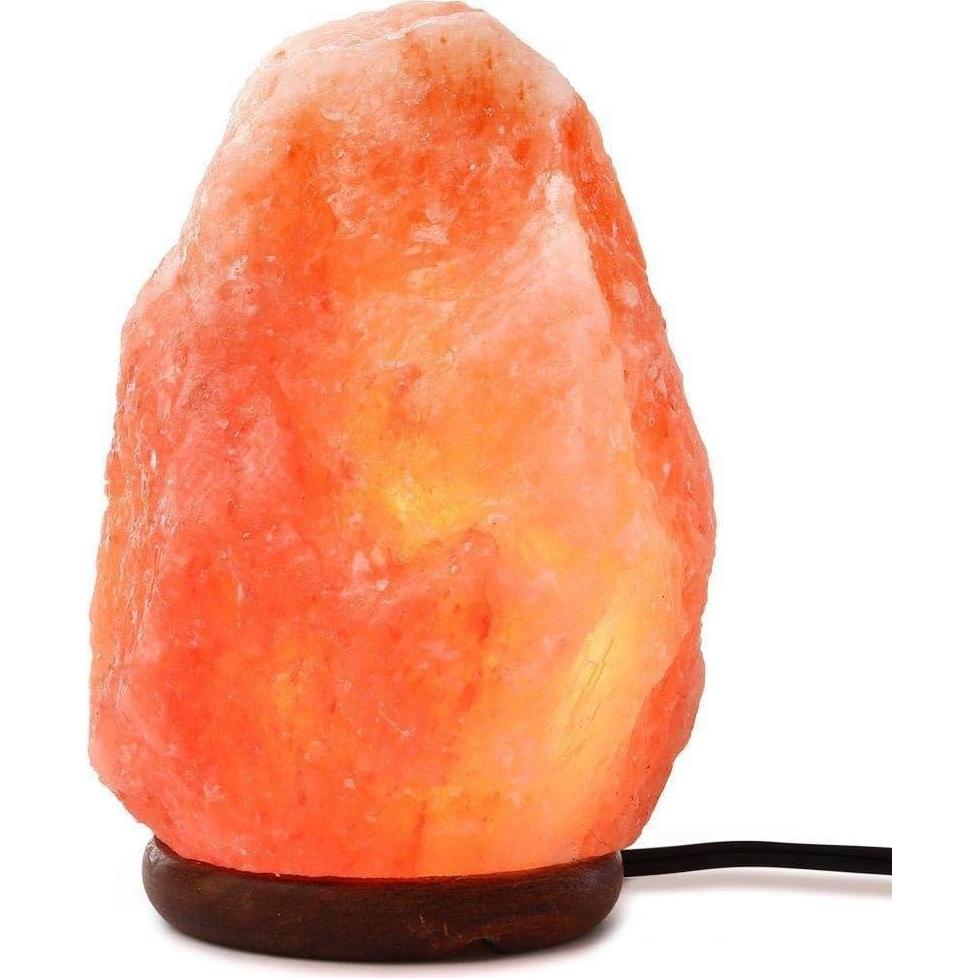Needs&Gifts Himalayan Salt Lamp, Natural Crystal Rock Lamp Pink Light, Hand Crafted Wooden Base Direct from Foothills of The Himalayas Home Decor, Dimmable lamp Pinkish-orange 4-7LB (N23)