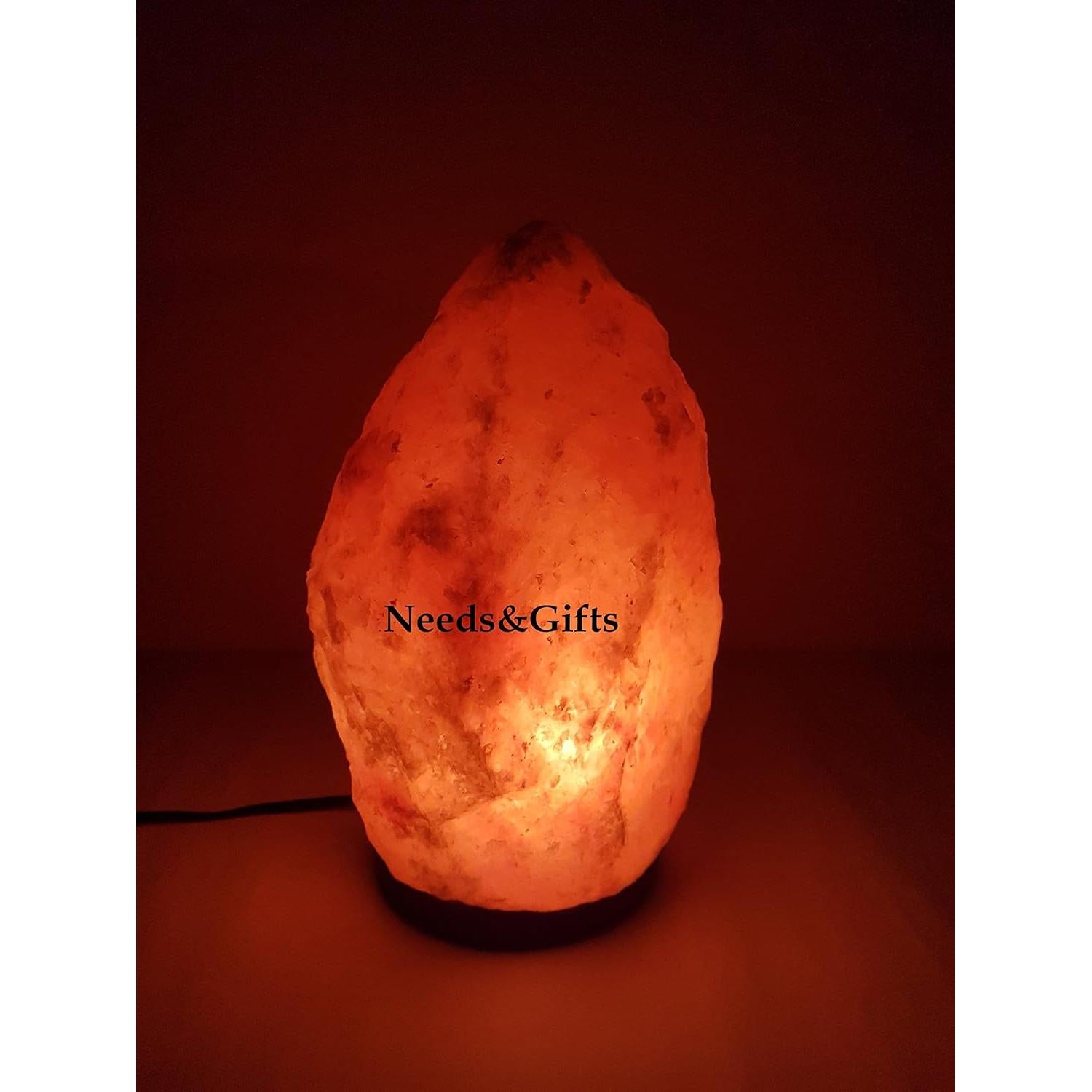 Needs&Gifts Himalayan Salt Lamp, Natural Crystal Rock Lamp Pink Light, Hand Crafted Wooden Base Direct from Foothills of The Himalayas Home Decor, Dimmable lamp Pinkish-orange 4-7LB (N23)