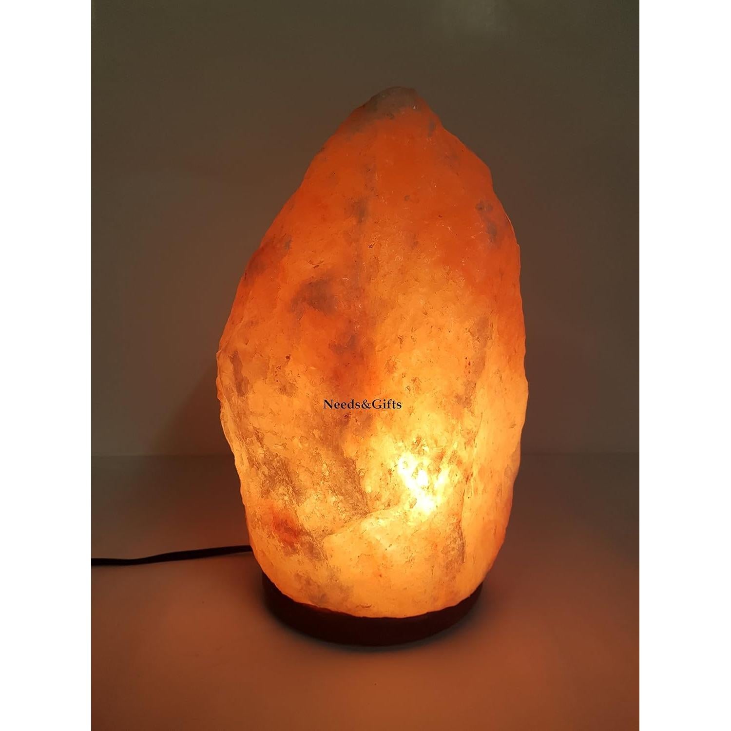 Needs&Gifts Himalayan Salt Lamp, Natural Crystal Rock Lamp Pink Light, Hand Crafted Wooden Base Direct from Foothills of The Himalayas Home Decor, Dimmable lamp Pinkish-orange 4-7LB (N23)