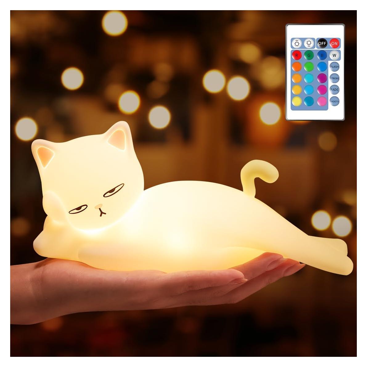 Lámpara de Noche Mubarek Gato 16 Colores Recargable USB