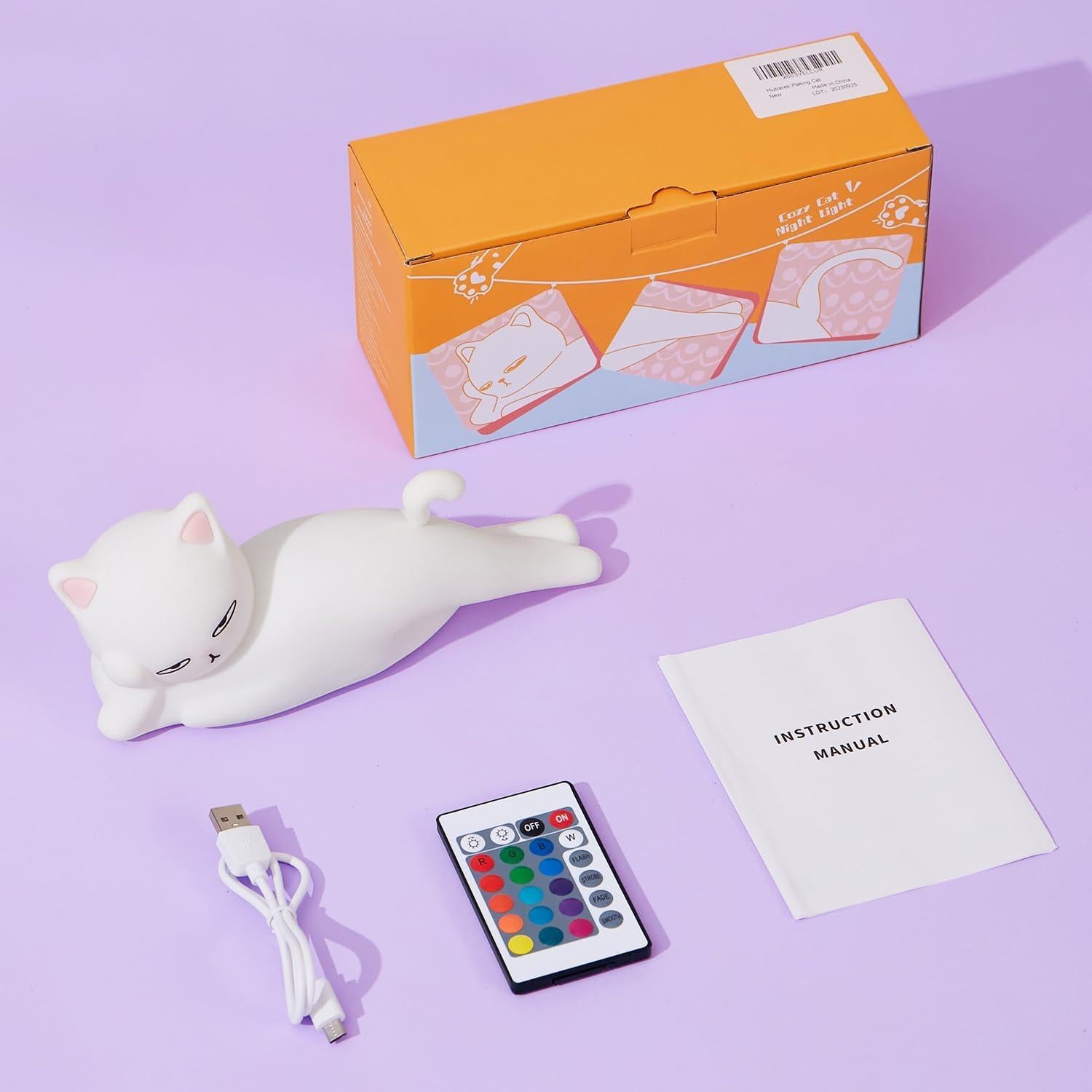 Lámpara de Noche Mubarek Gato 16 Colores Recargable USB