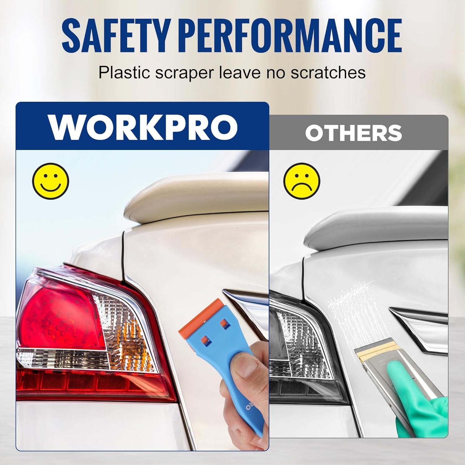 WORKPRO Raspador de Cuchillas de Plástico 3 Piezas 120 Cuchillas