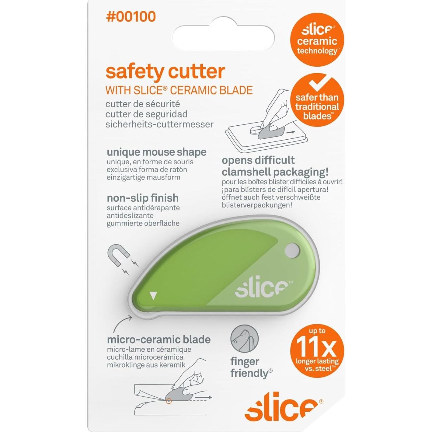 Cortador de Seguridad Slice 00100, Cuchilla Cerámica Verde