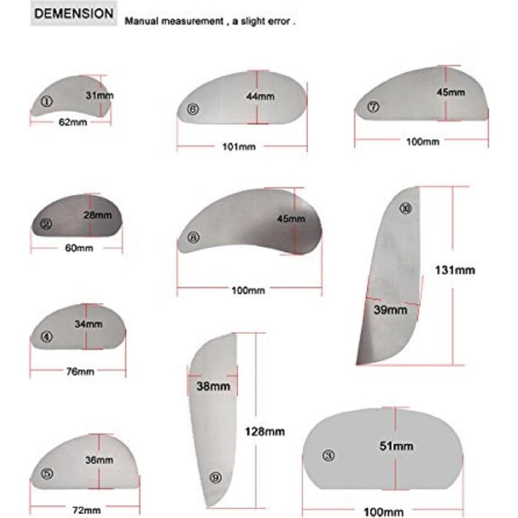 Raspadores de Acero Inoxidable COMIART para Arcilla - 10 Piezas
