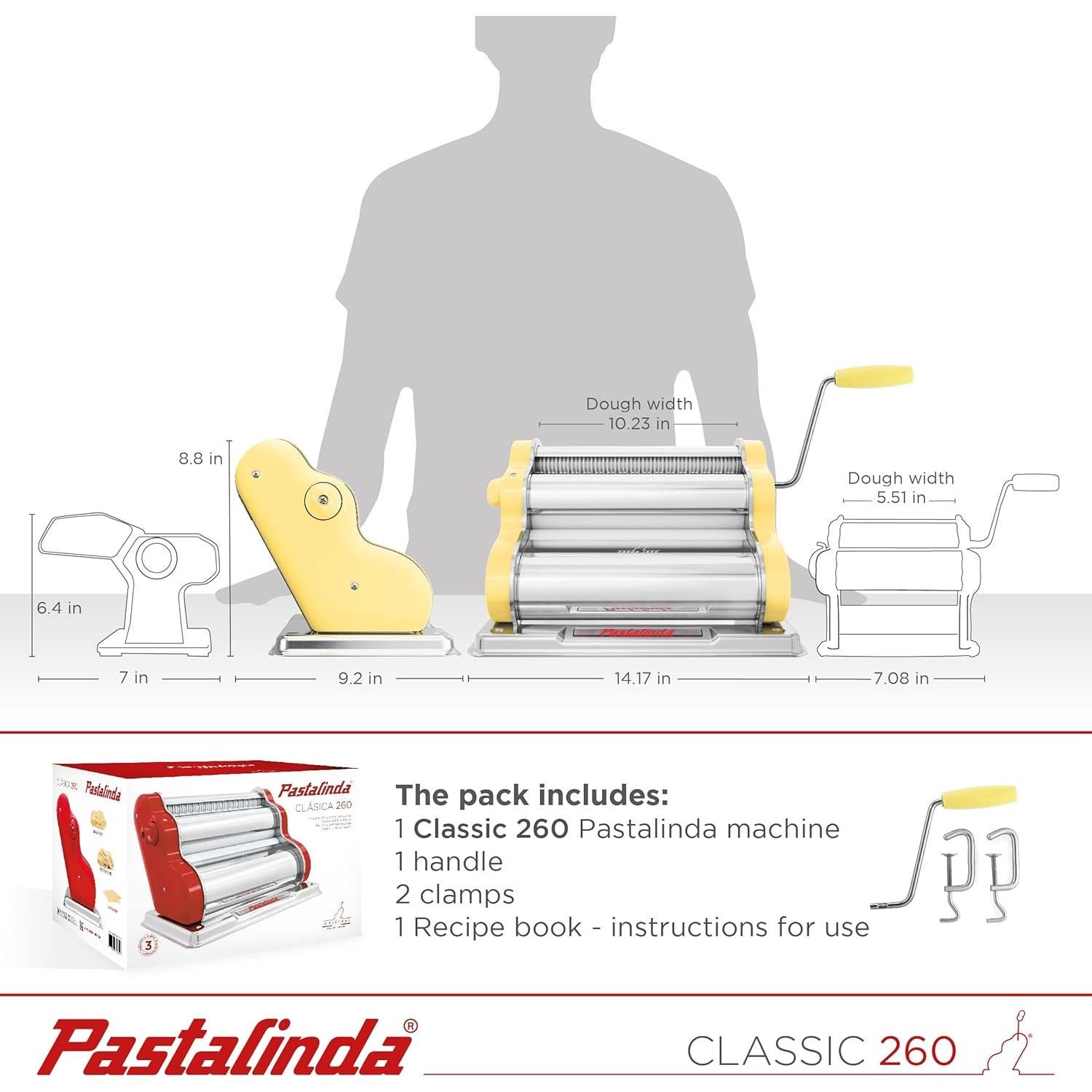 Máquina de Pasta PASTALINDA 26 cm Acero Inoxidable Amarillo