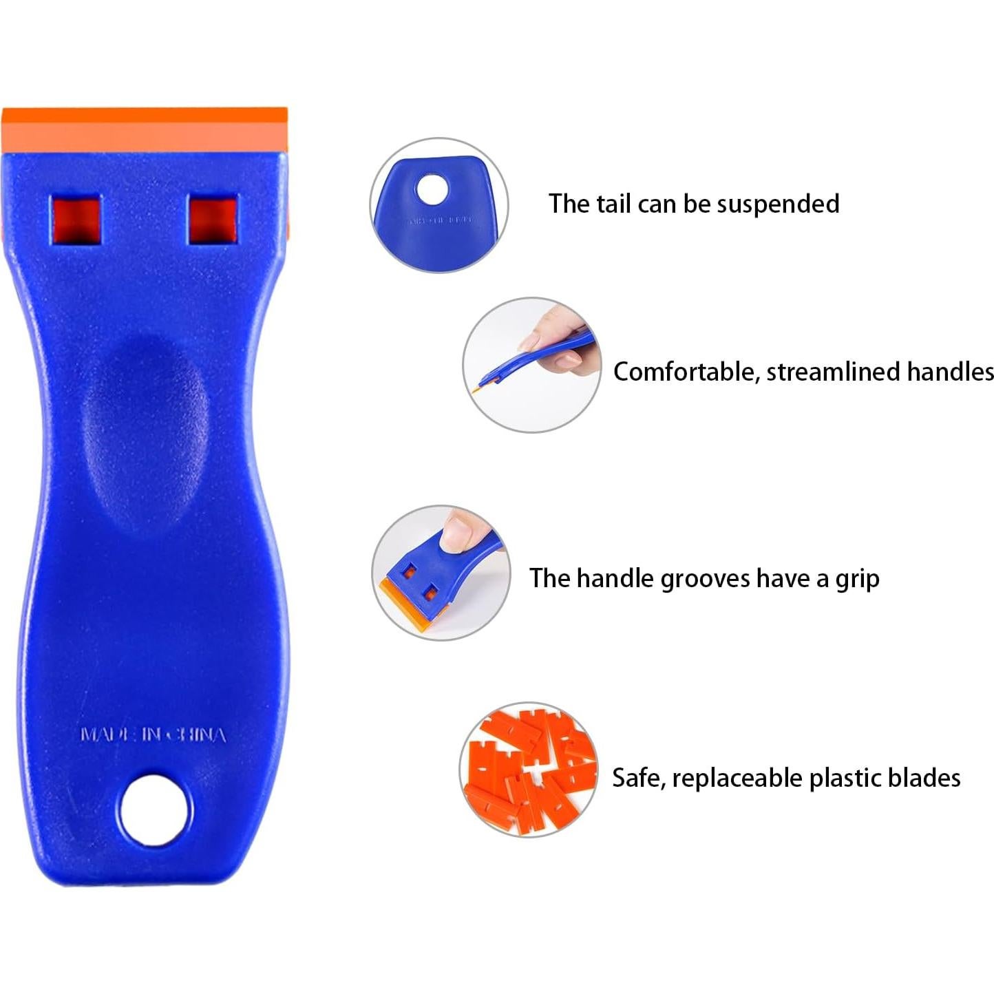 Juego de Raspadores de Plástico JVSEYTE 4 Pcs + 120 Cuchillas