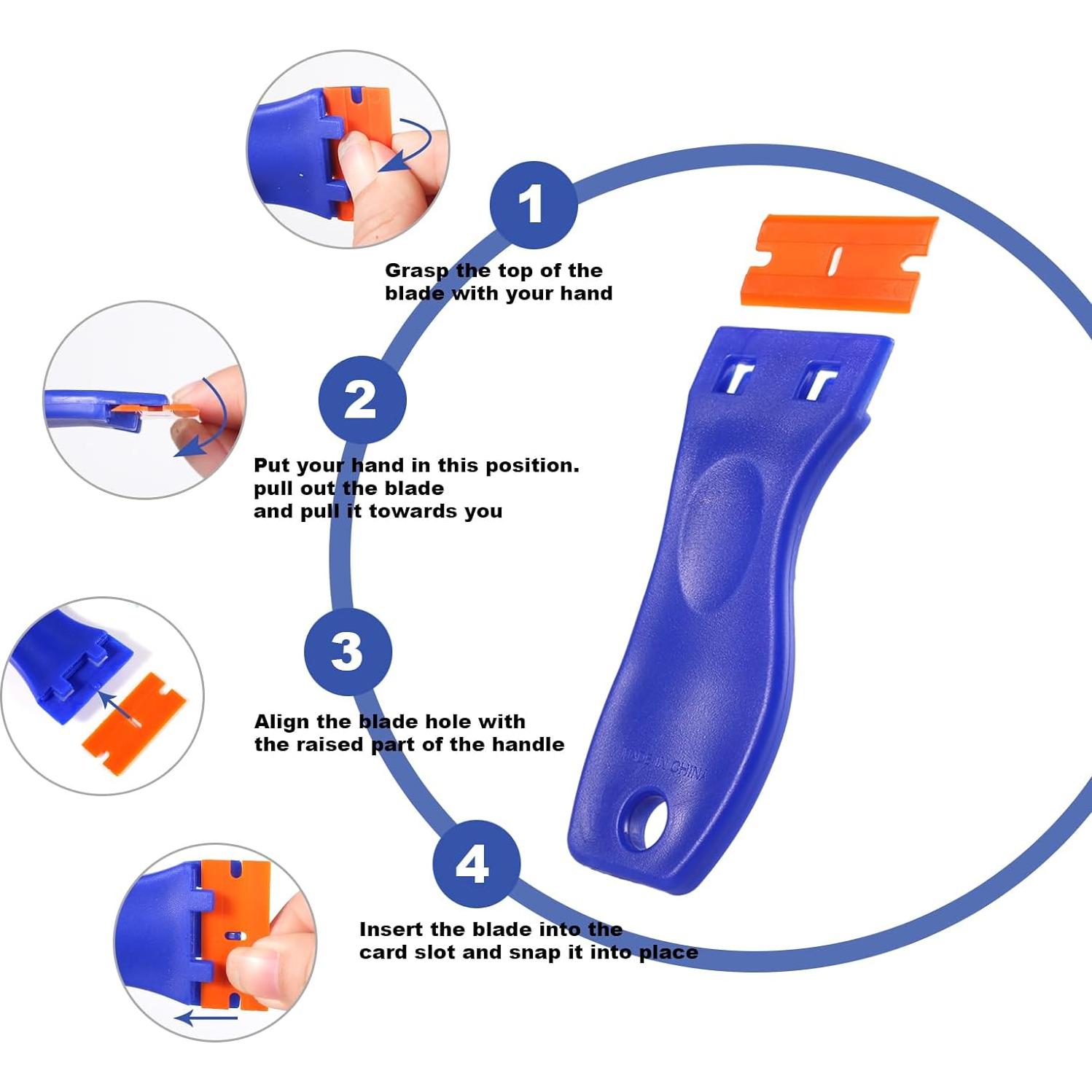 Juego de Raspadores de Plástico JVSEYTE 4 Pcs + 120 Cuchillas