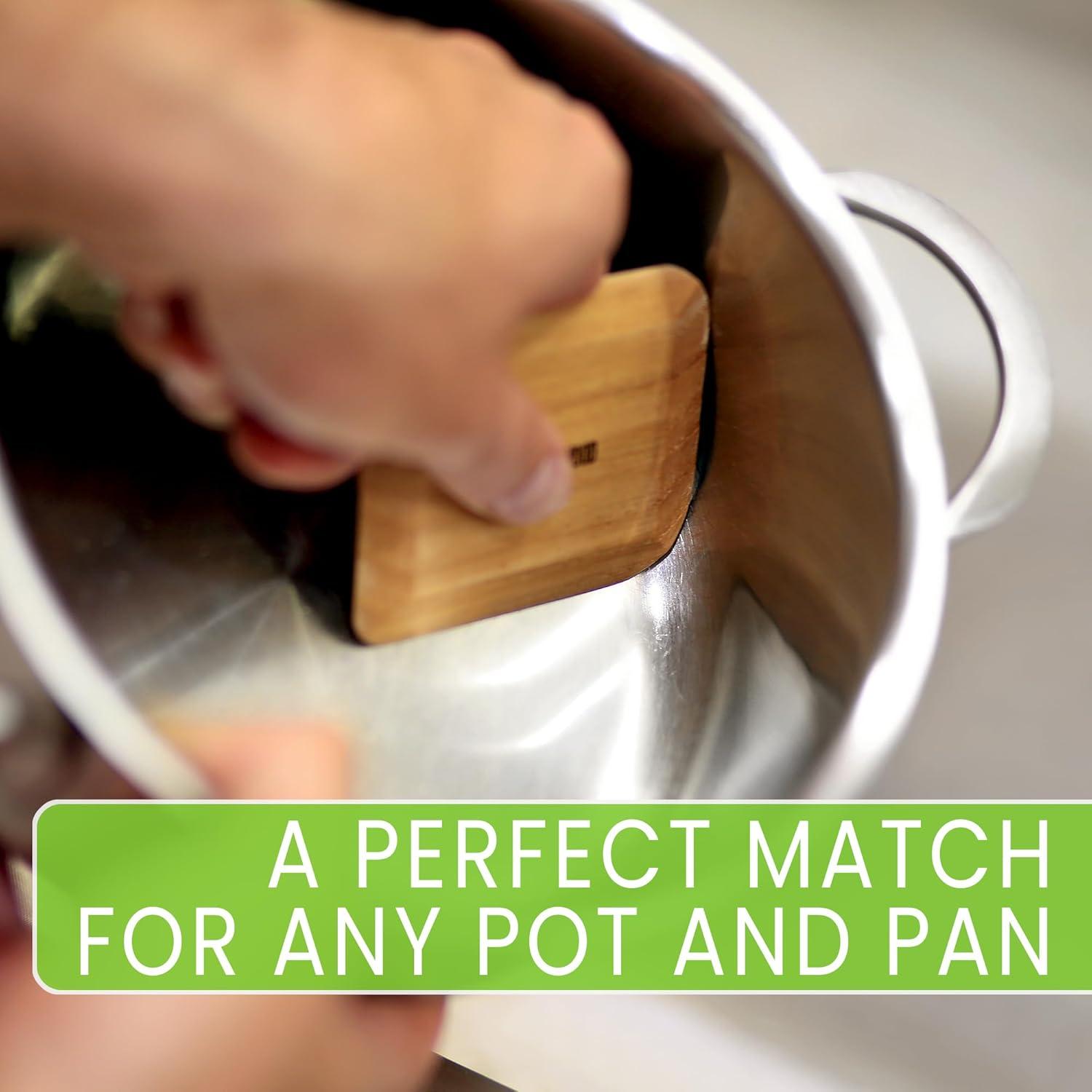 4 Raspadores de Olla de Madera Mr.Art Wood Ergonómicos