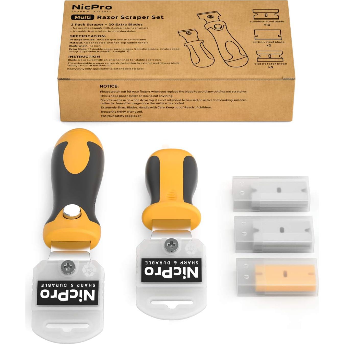 Conjunto de raspadores multiusos Nicpro 2 PCS con 20 cuchillas