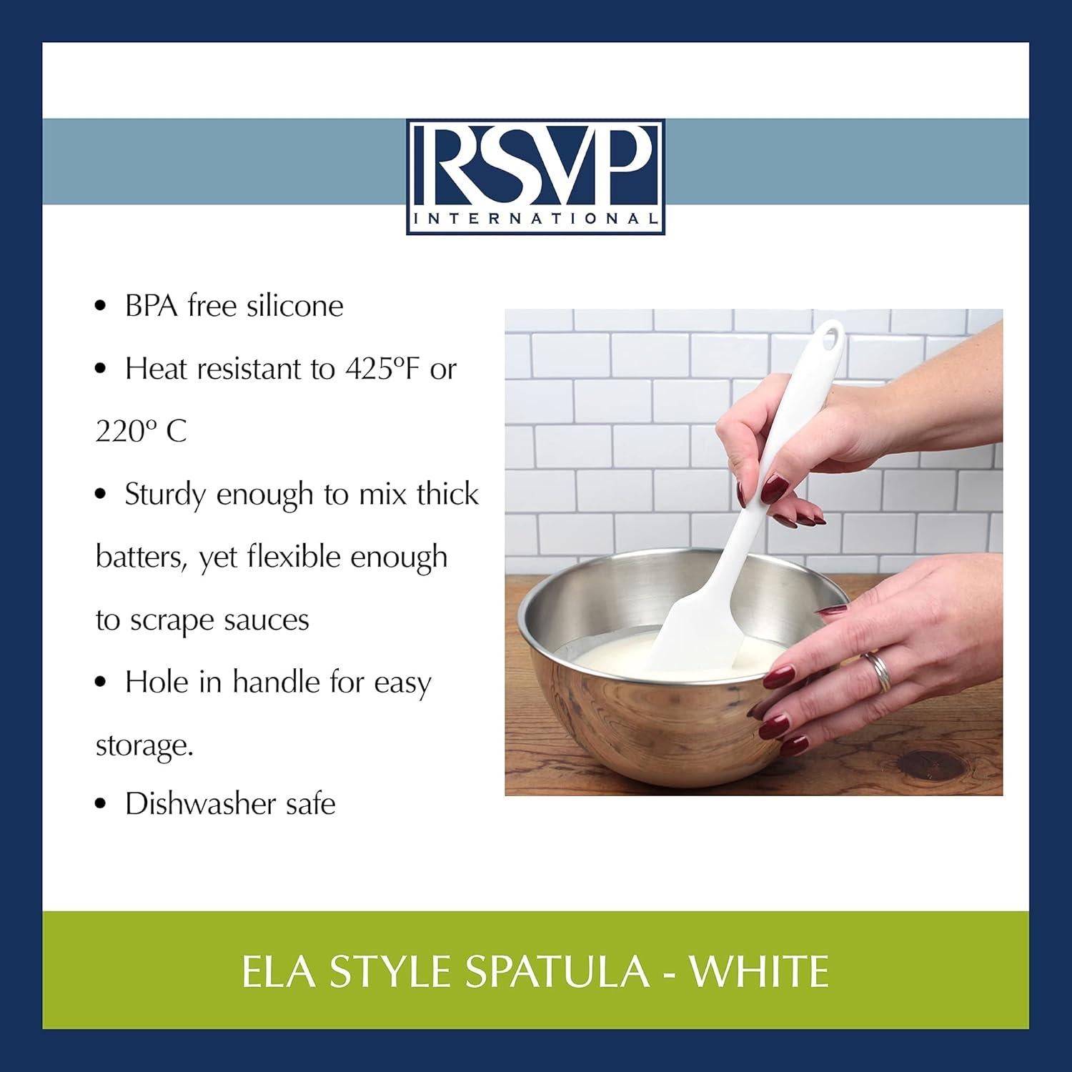 Espátula de Silicona RSVP International 27,94x5,08 cm Blanca
