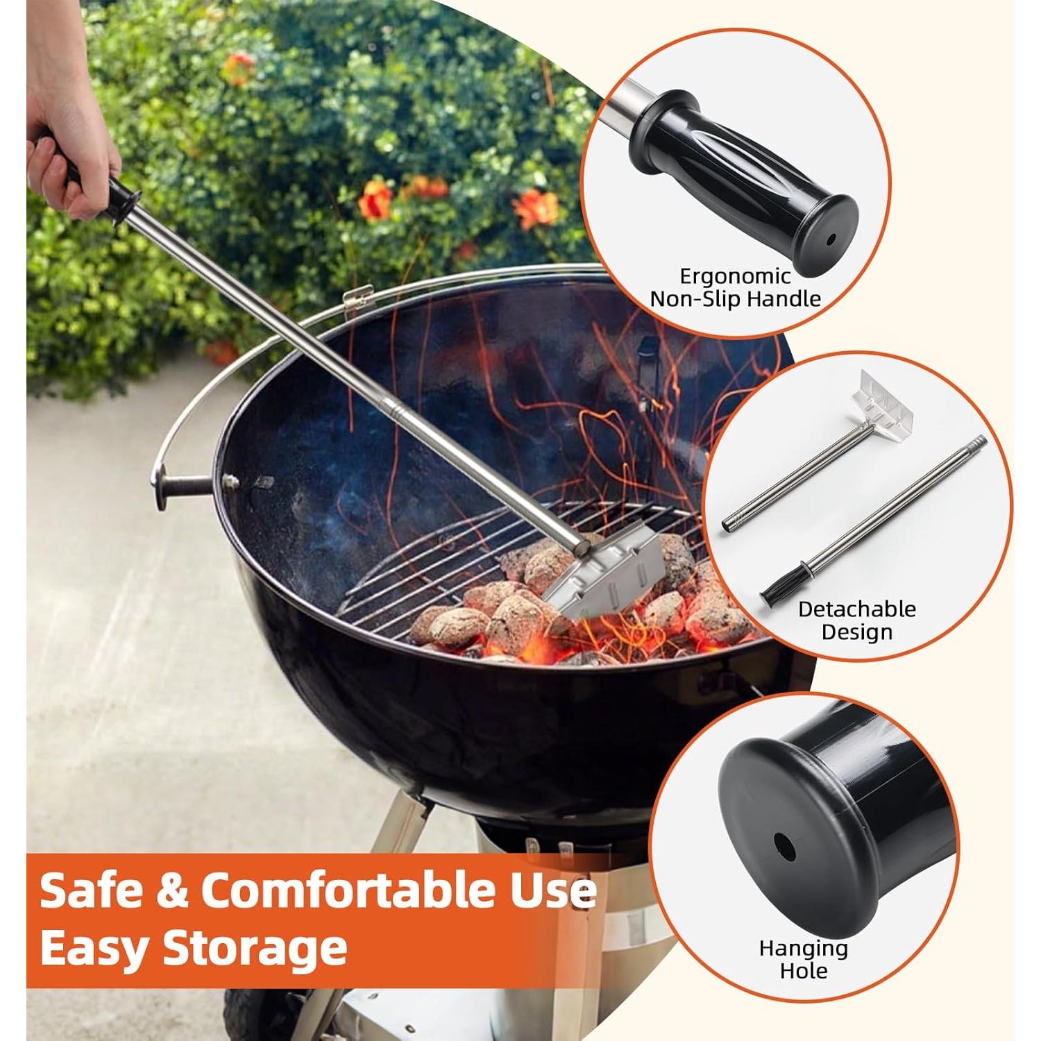 Rastrillo de Carbón BBQ Dakepole 73,66 cm Acero Inoxidable