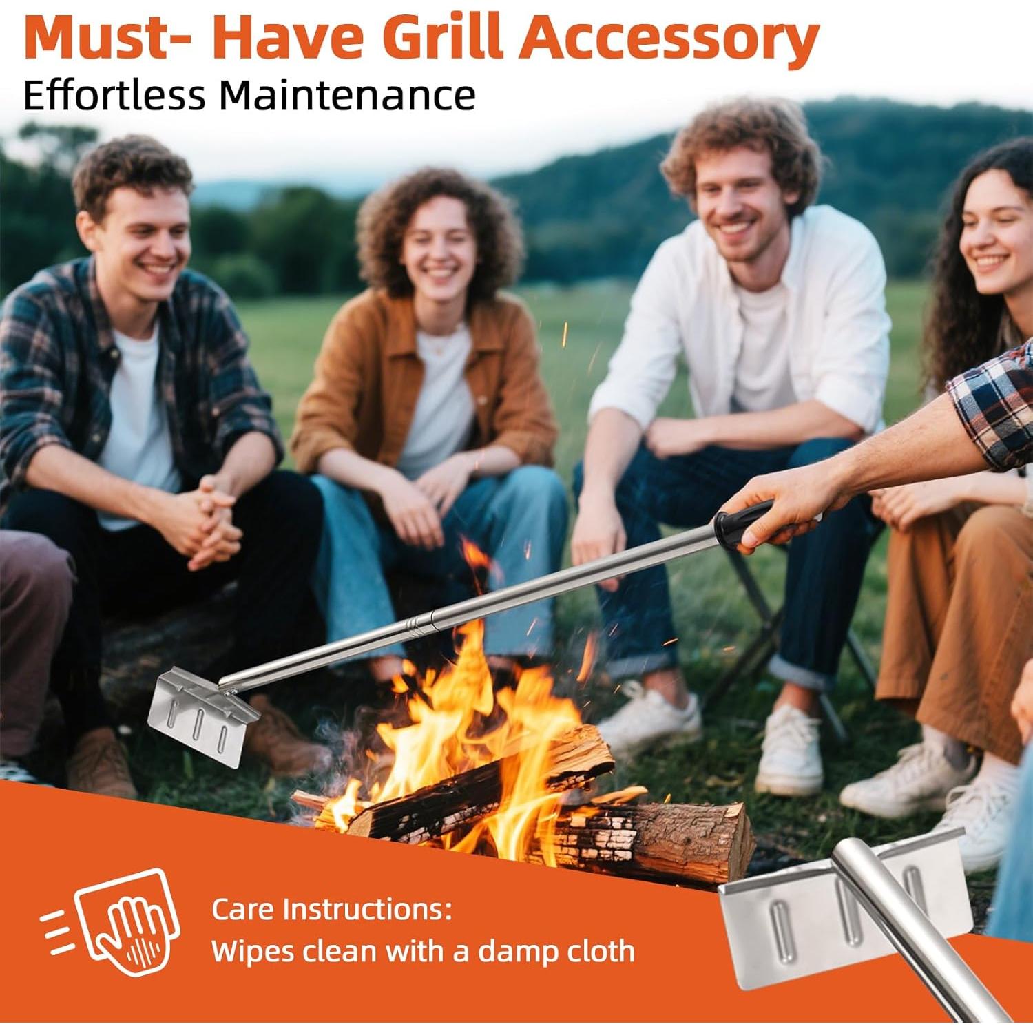 Rastrillo de Carbón BBQ Dakepole 73,66 cm Acero Inoxidable