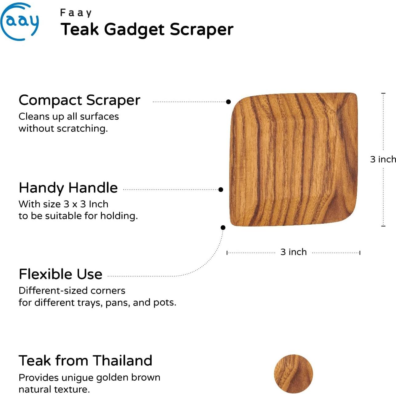 Raspadores de Madera de Teca FAAY - 2 Paquetes para Cocina