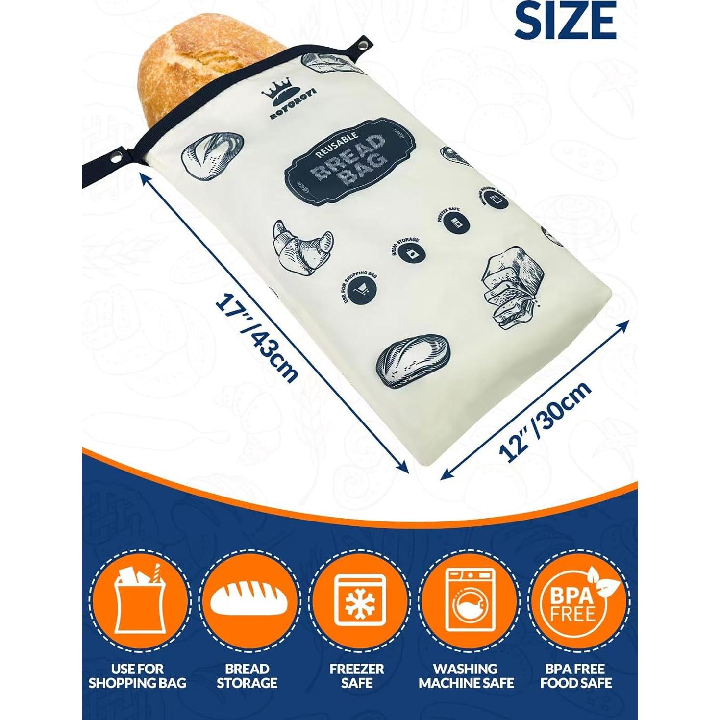 Bolsas de Pan Reutilizables ROYOROYI 2 Piezas 43x30 cm