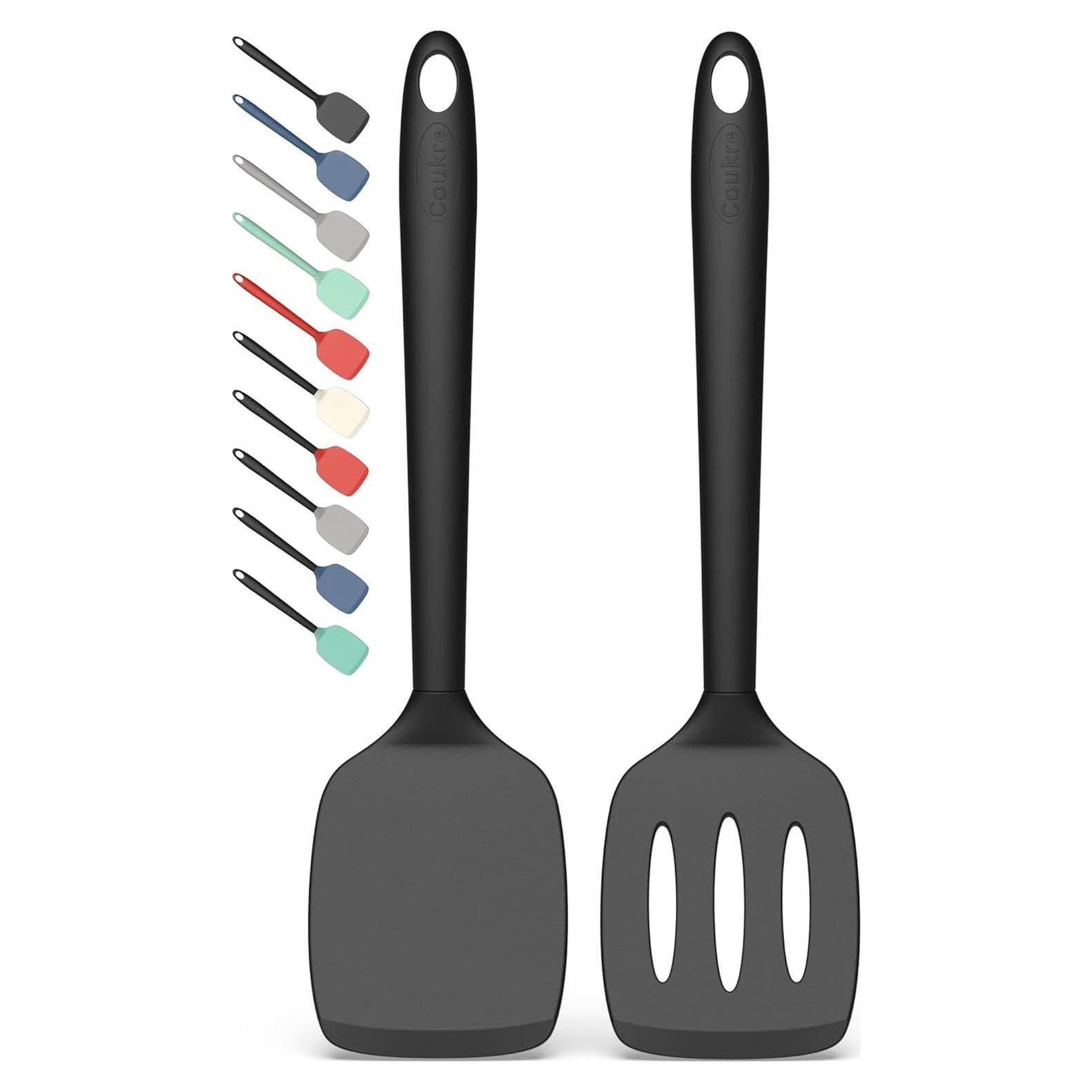 Conjunto de Espátulas de Silicona Coukre 2 Piezas Negro