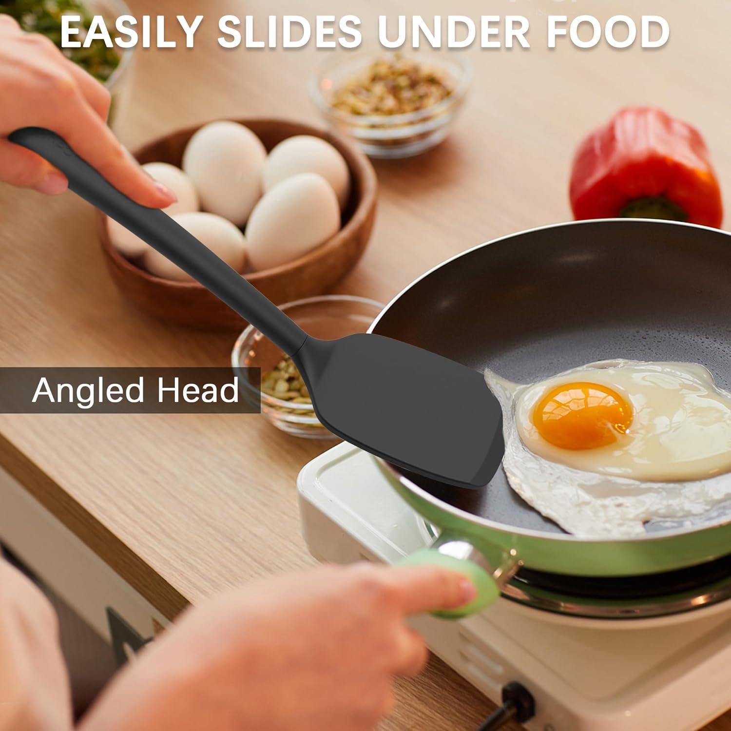 Conjunto de Espátulas de Silicona Coukre 2 Piezas Negro