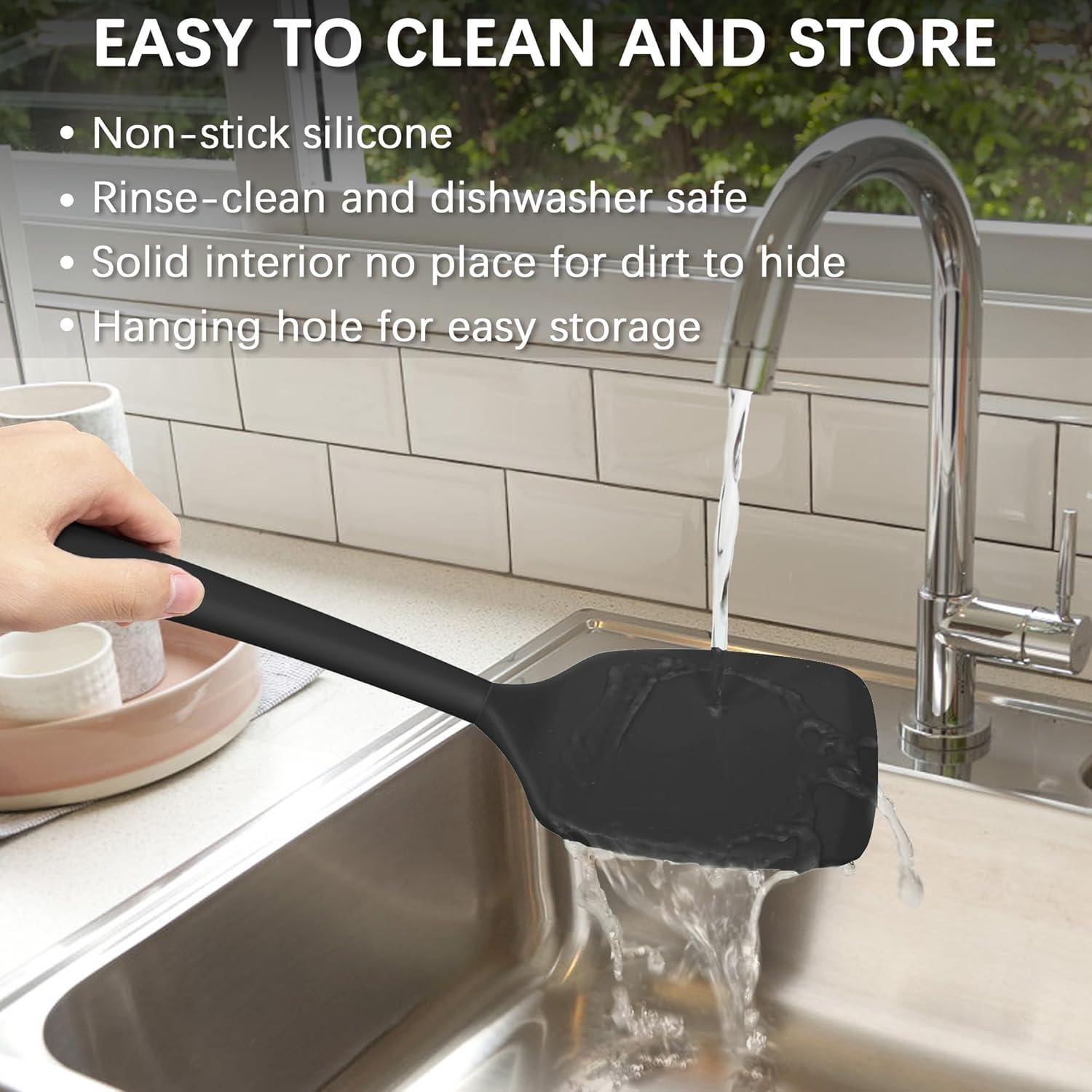 Conjunto de Espátulas de Silicona Coukre 2 Piezas Negro