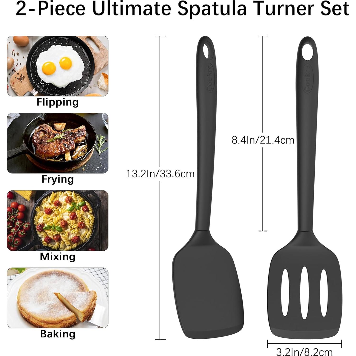 Conjunto de Espátulas de Silicona Coukre 2 Piezas Negro