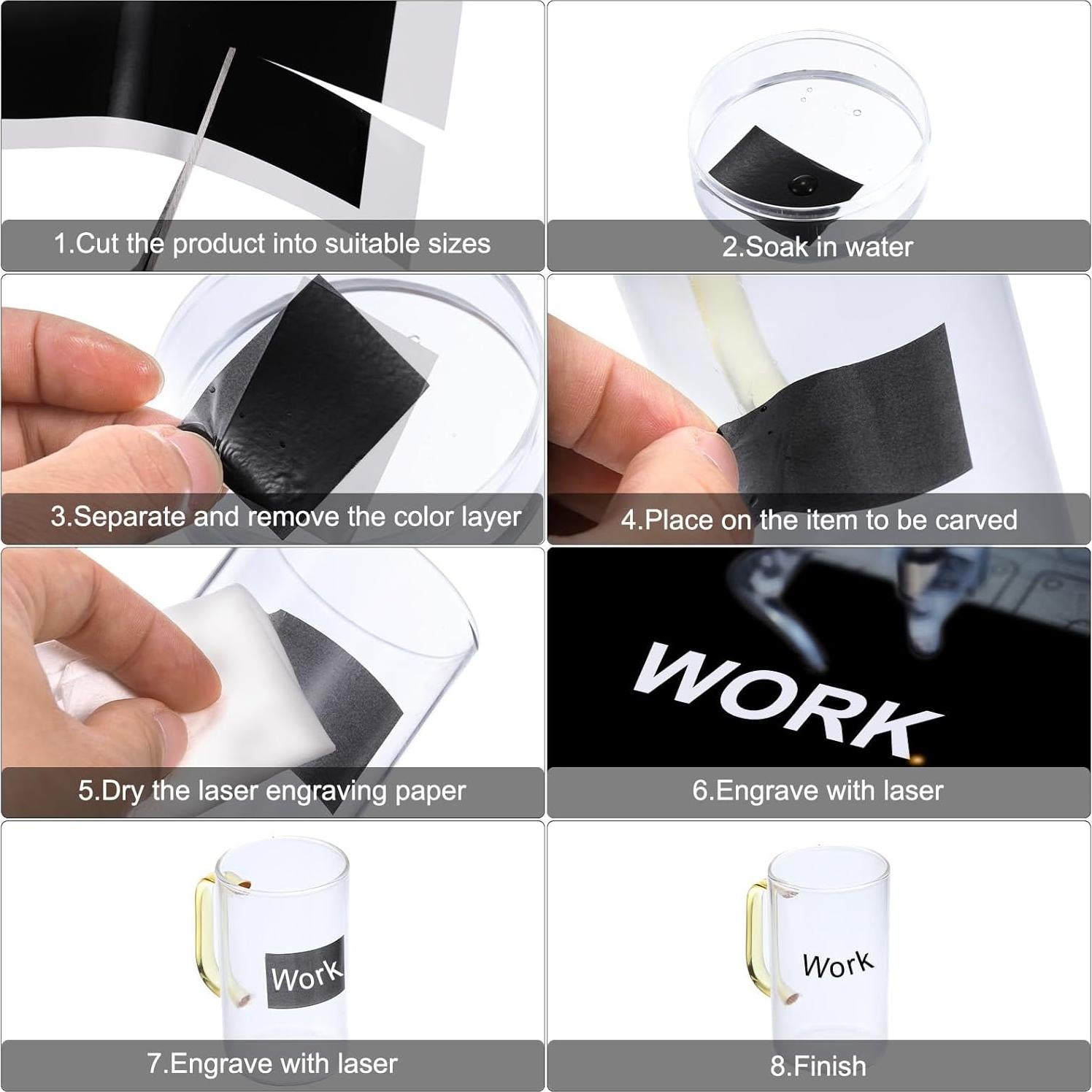 PATIKIL 15.3x10.4 Inch Laser Engraving Paper, 4 Pcs Laser Engraving Marking Color Paper with Blue Scraper for Fiber Laser Marking and Engraving on Metal Ceramics Glass, Gray