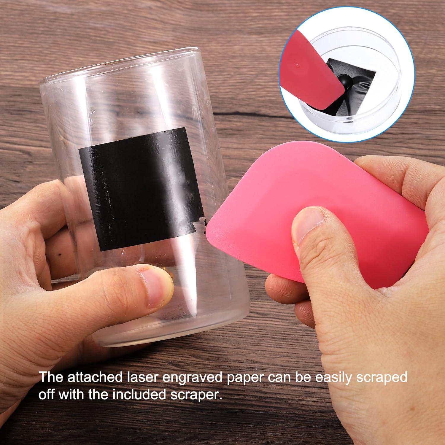 PATIKIL 15.3x10.4 Inch Laser Engraving Paper, 4 Pcs Laser Engraving Marking Color Paper with Blue Scraper for Fiber Laser Marking and Engraving on Metal Ceramics Glass, Gray