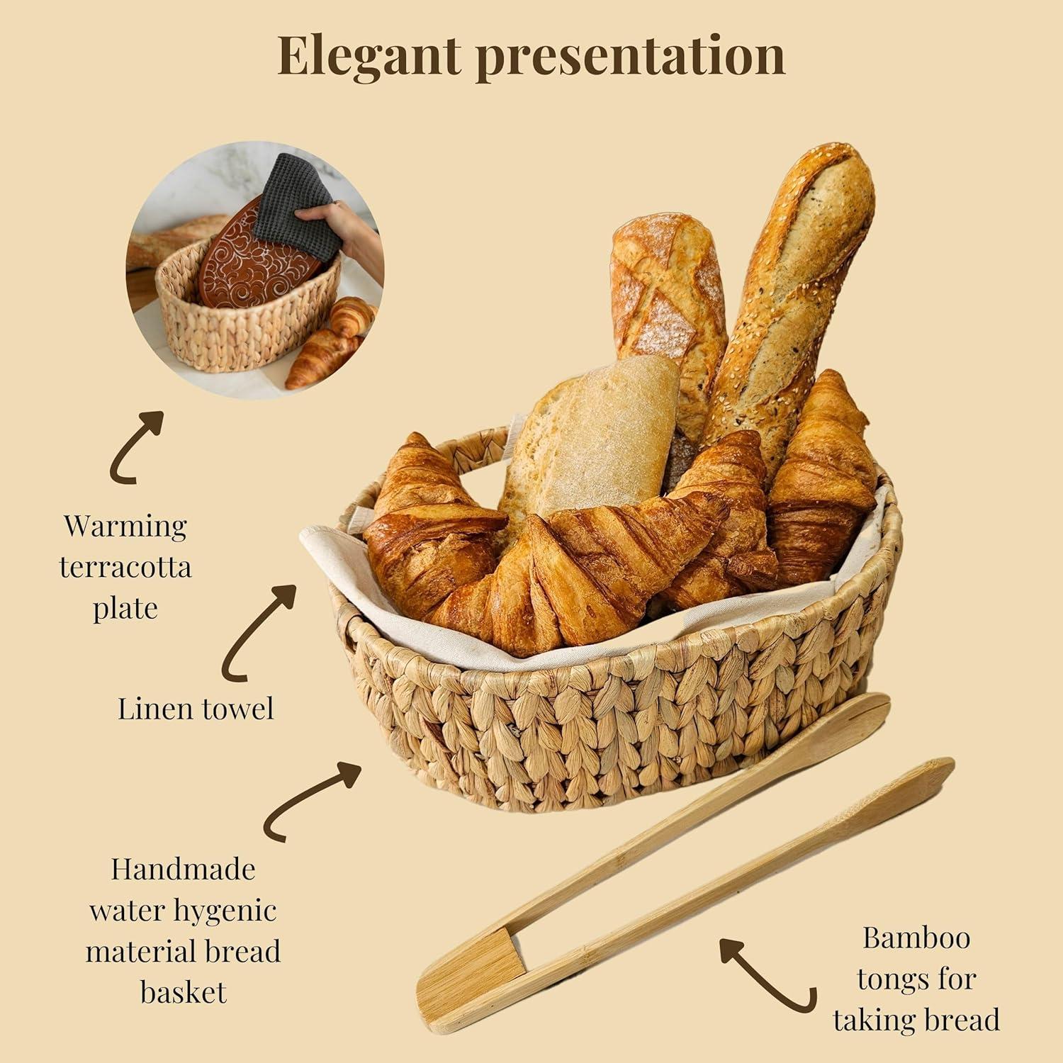 Cesta Calentadora de Pan Meryotsa 24x13x8.7 cm Ratan