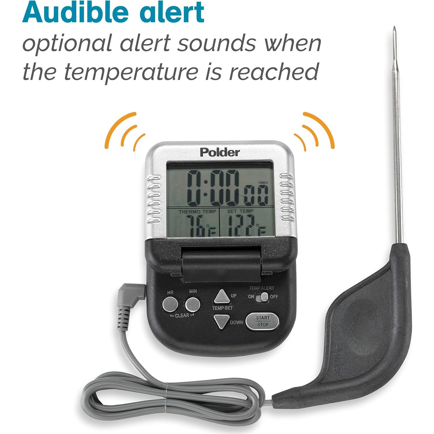 Termómetro Digital de Carne Polder con Temporizador 24h