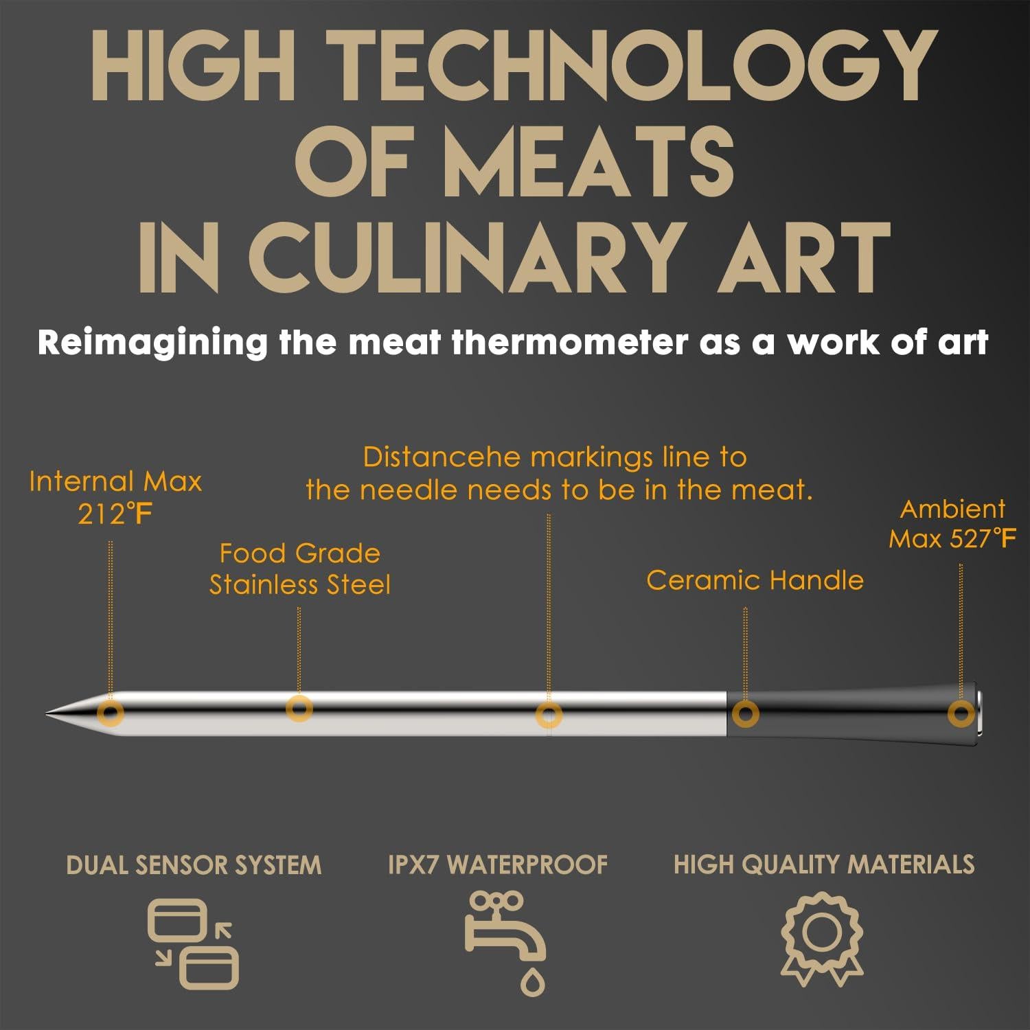 Termómetro de carne inalámbrico CulinaTech Ct-dth01 100°C