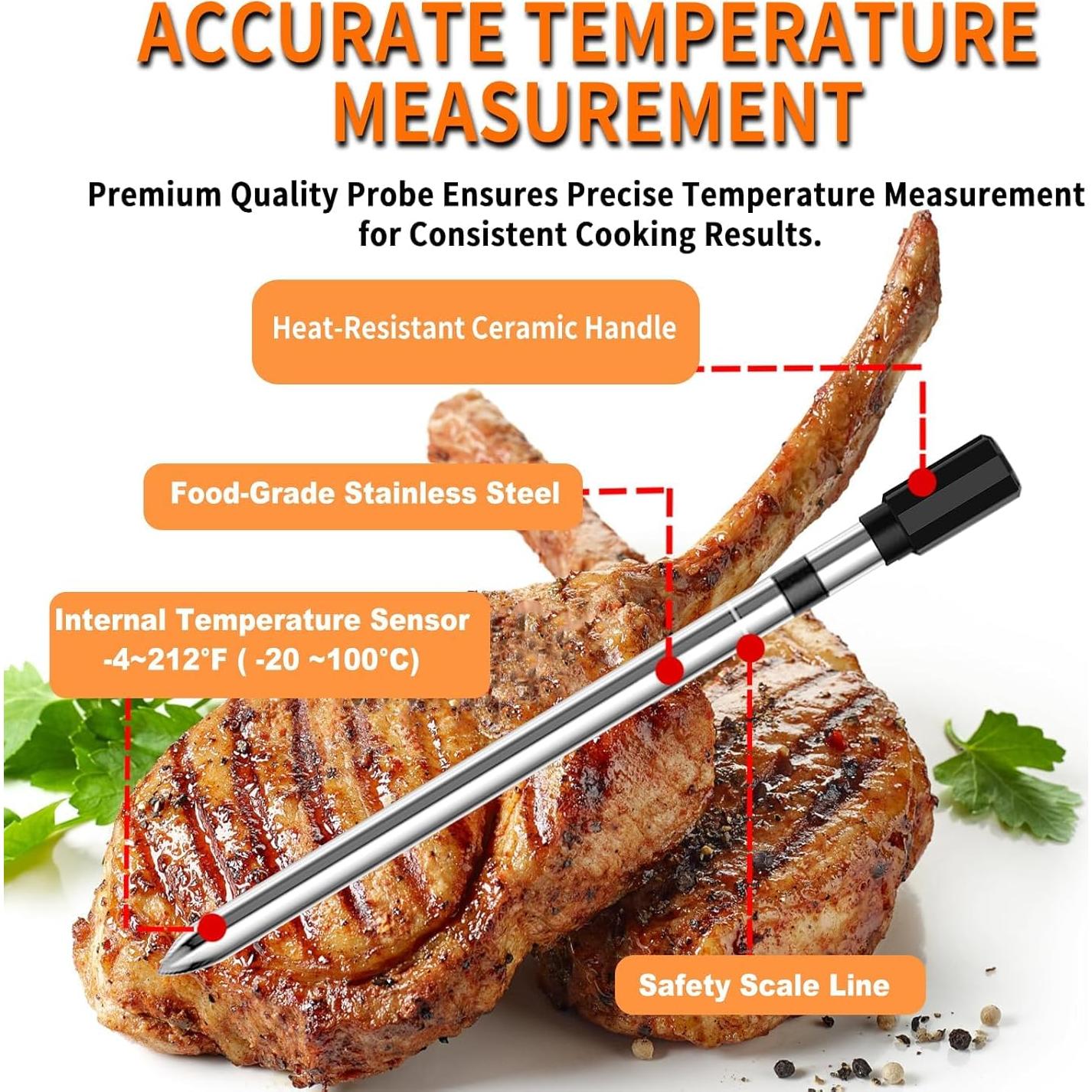 Termómetro de Carne Bluetooth PRAVETTE BQ08 con 2 Probetas