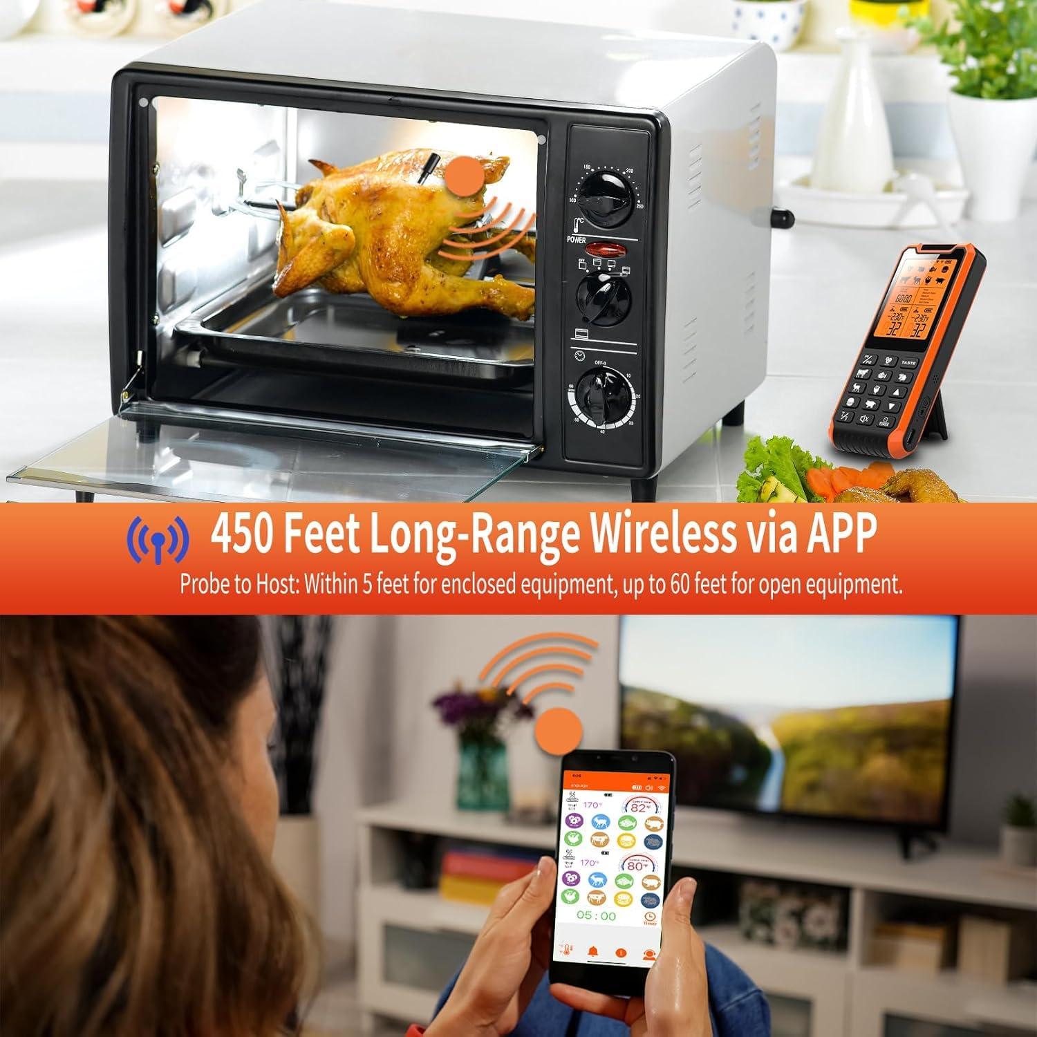 Termómetro de Carne Bluetooth PRAVETTE BQ08 con 2 Probetas