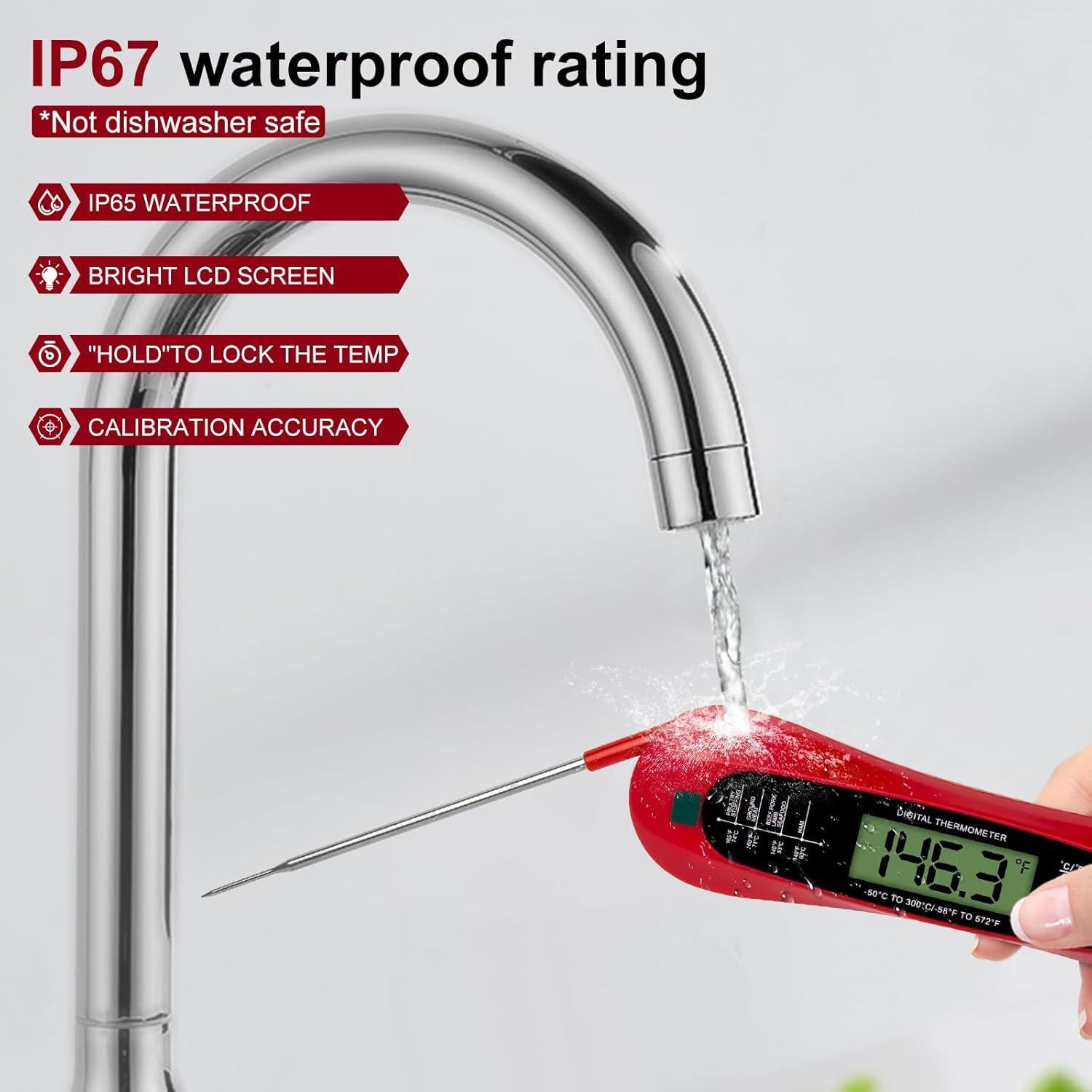 Termómetro Digital de Cocina Twocorn 17,78 cm Rojo