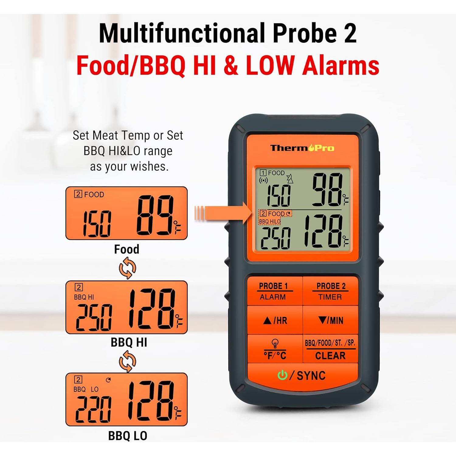 Termómetro de carne inalámbrico ThermoPro TP08 152m doble sonda