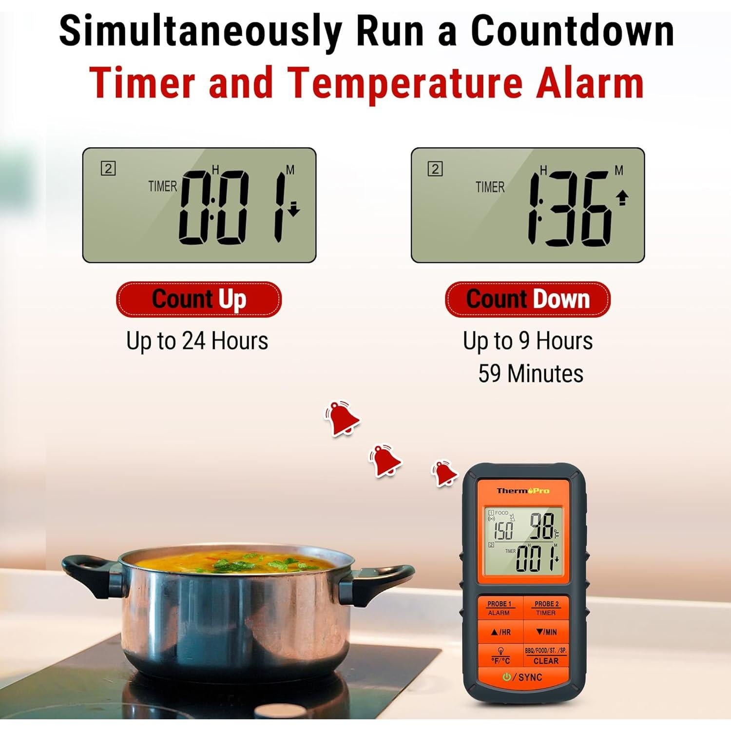 Termómetro de carne inalámbrico ThermoPro TP08 152m doble sonda