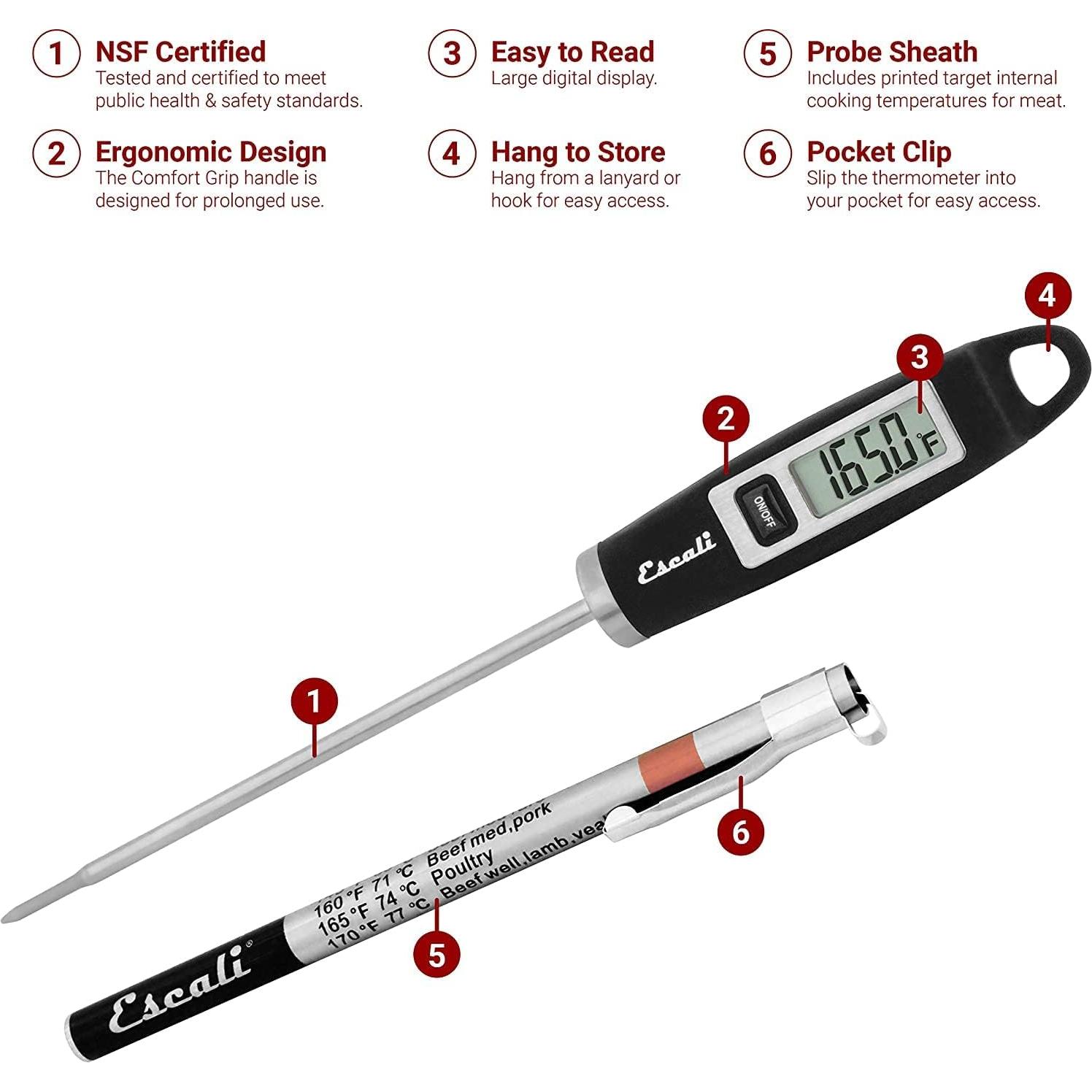 Termómetro Digital de Carne Escali DH1 con Sonda Larga NSF