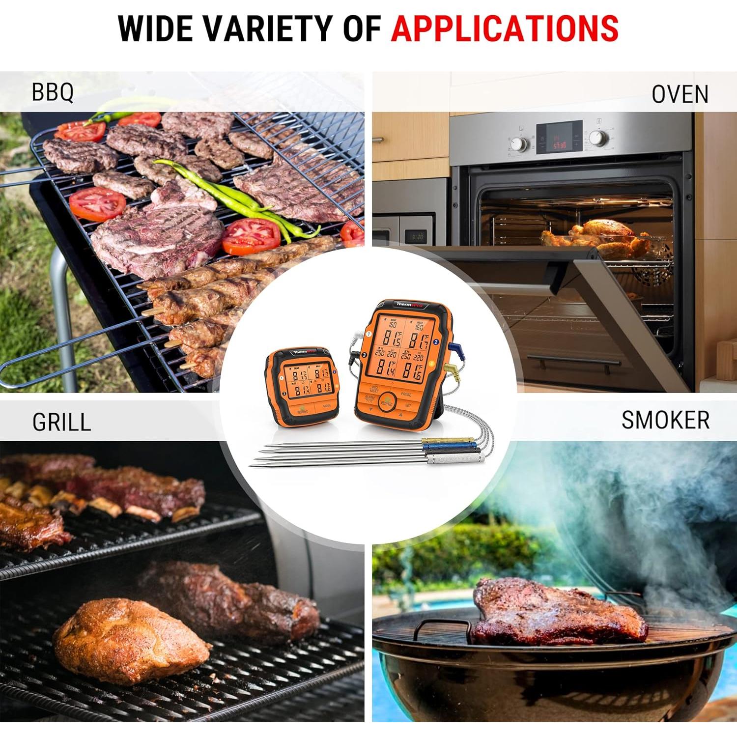 Termómetro Digital Inalámbrico ThermoPro TP27 4 Sondas 500FT