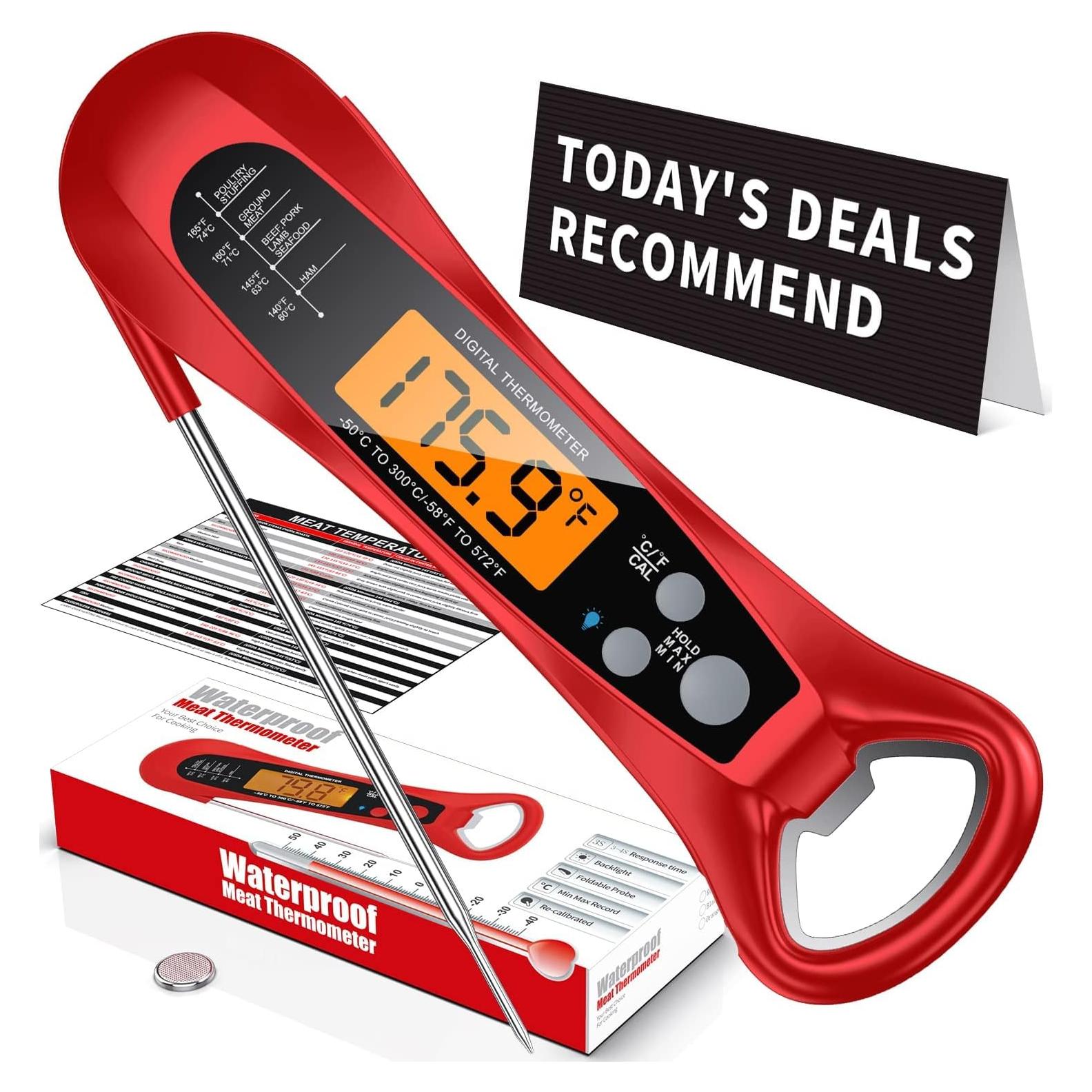 Termómetro Digital de Carne NIUTA Rojo, Lectura Rápida 2s