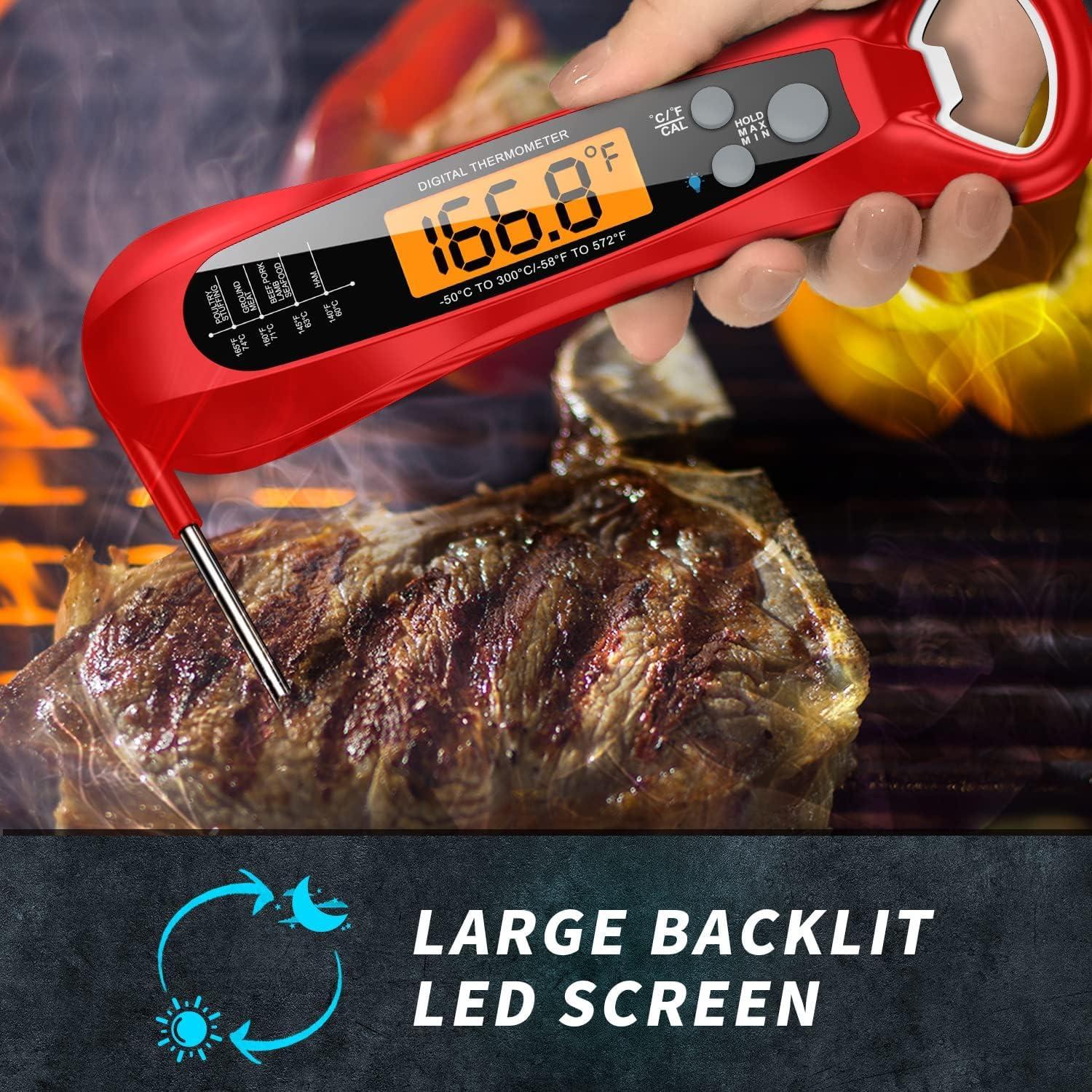 Termómetro Digital de Carne NIUTA Rojo, Lectura Rápida 2s