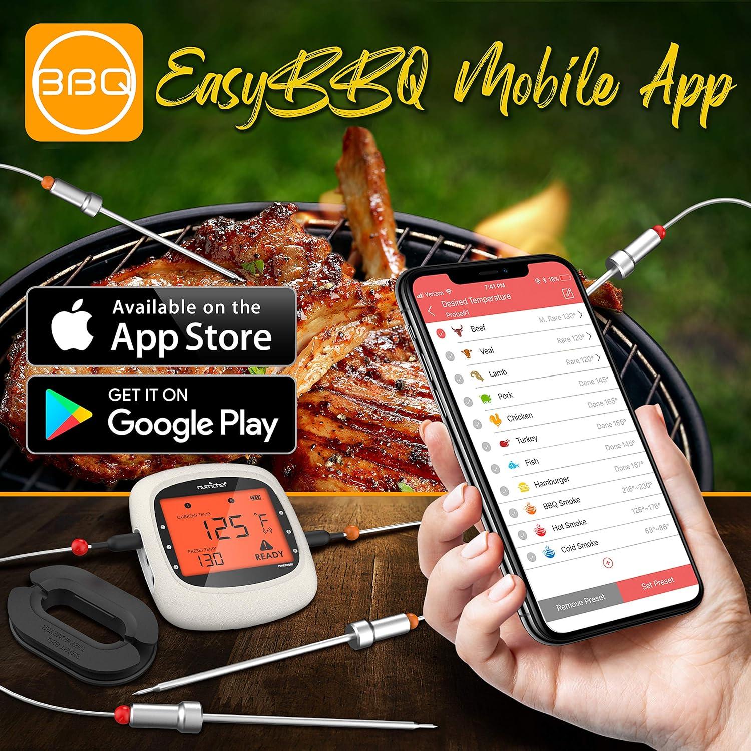 Termómetro de Carne Bluetooth NutriChef PWIRBBQ80 2 Probes