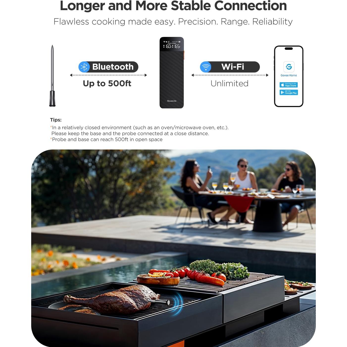 Termómetro Digital de Carne GoveeLife Inalámbrico WiFi 152m