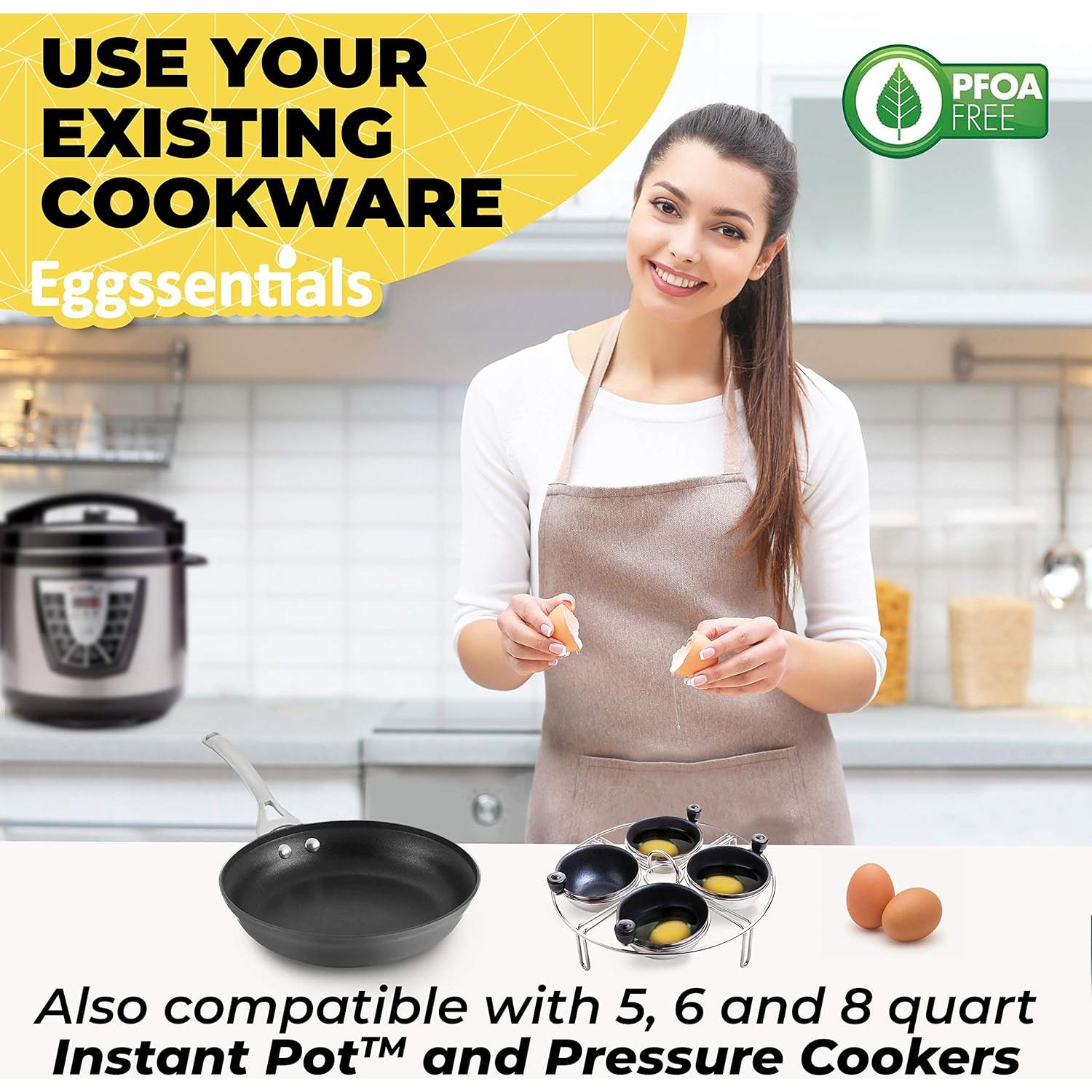 Insertador de Huevos Poached Eggssentials 4 Tazas Acero Inoxidable